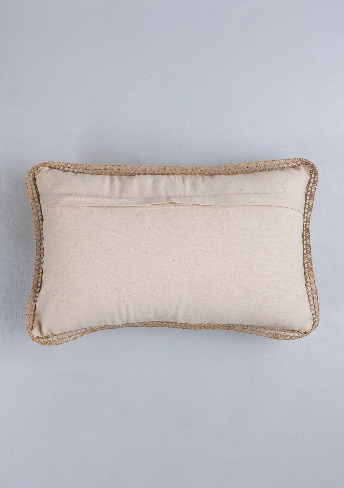 Mukta 100% Cotton Embroidered Brown & Beige Cushion Cover - 12" x 20"