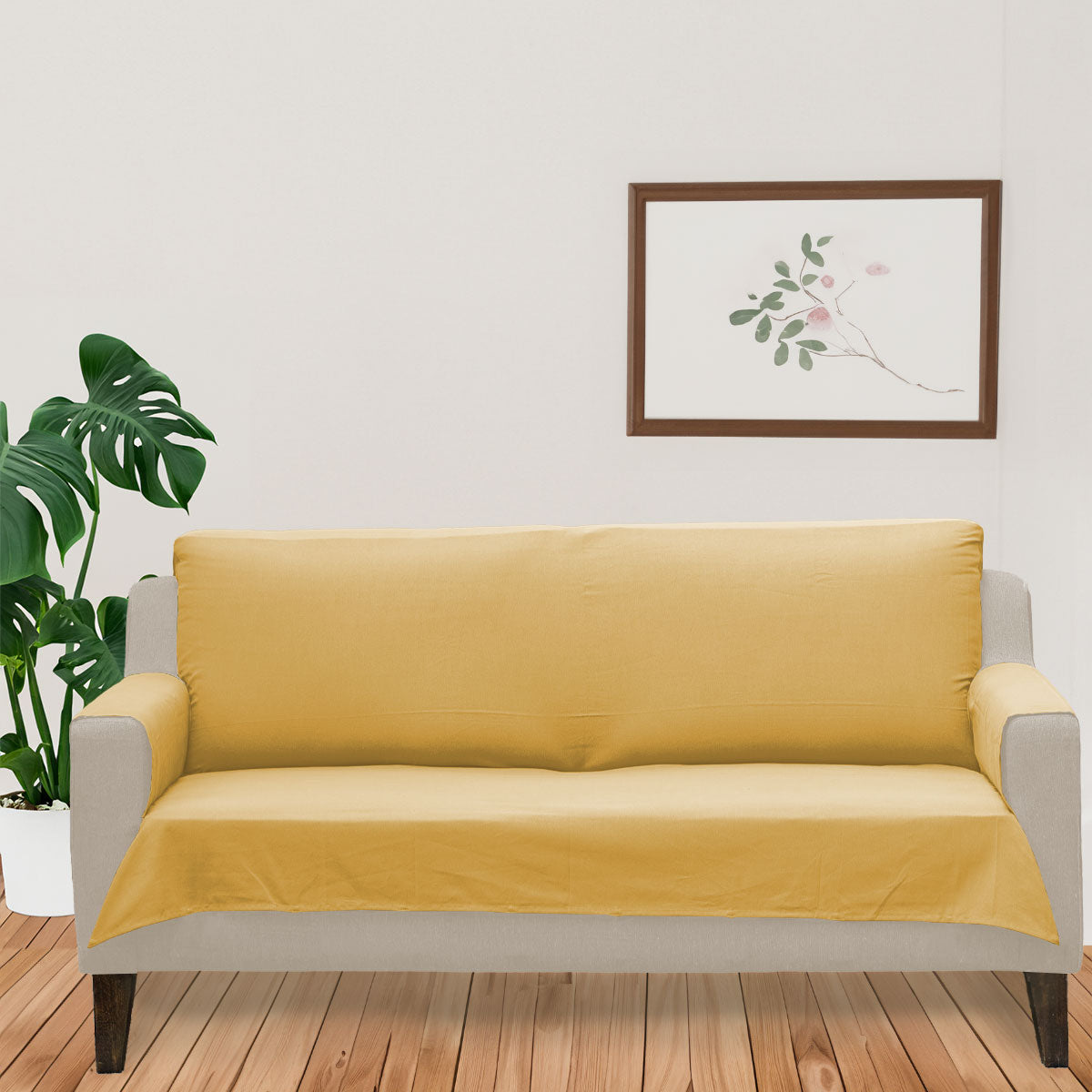 Solid Mustard 100% Cotton plain Sofa cover