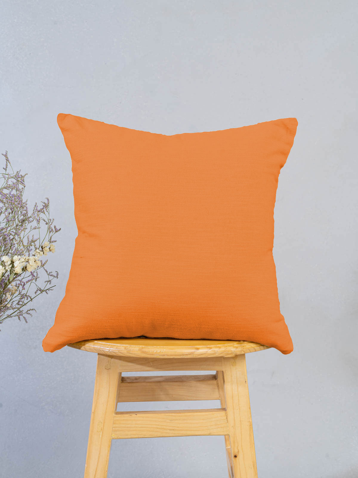 Solid orange 100% cotton plain cushion cover for sofa