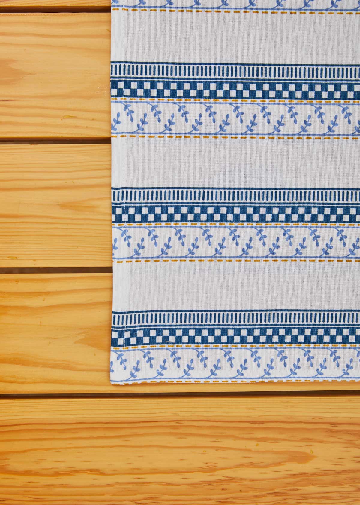 Oriental Stripes 100% cotton geometric table cloth for 4 seater or 6 seater dining - Night Blue