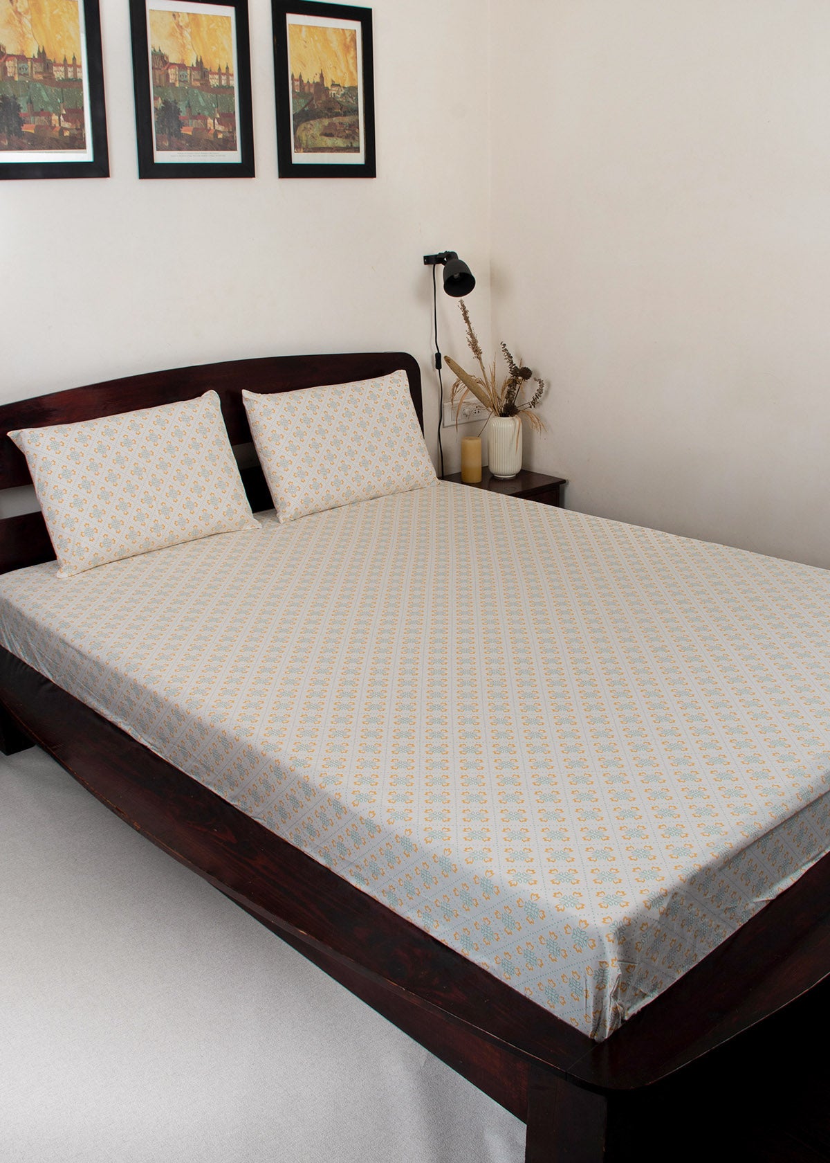 Palm Grove Printed Cotton Fitted Sheet - Multicolor