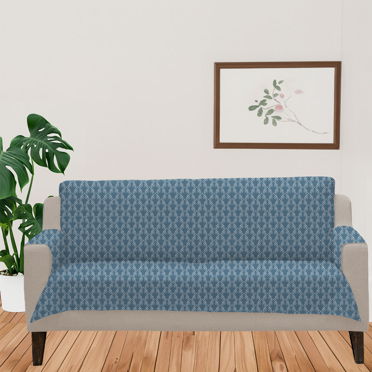 Pergola Indigo 100% Cotton geometric Sofa cover - Indigo