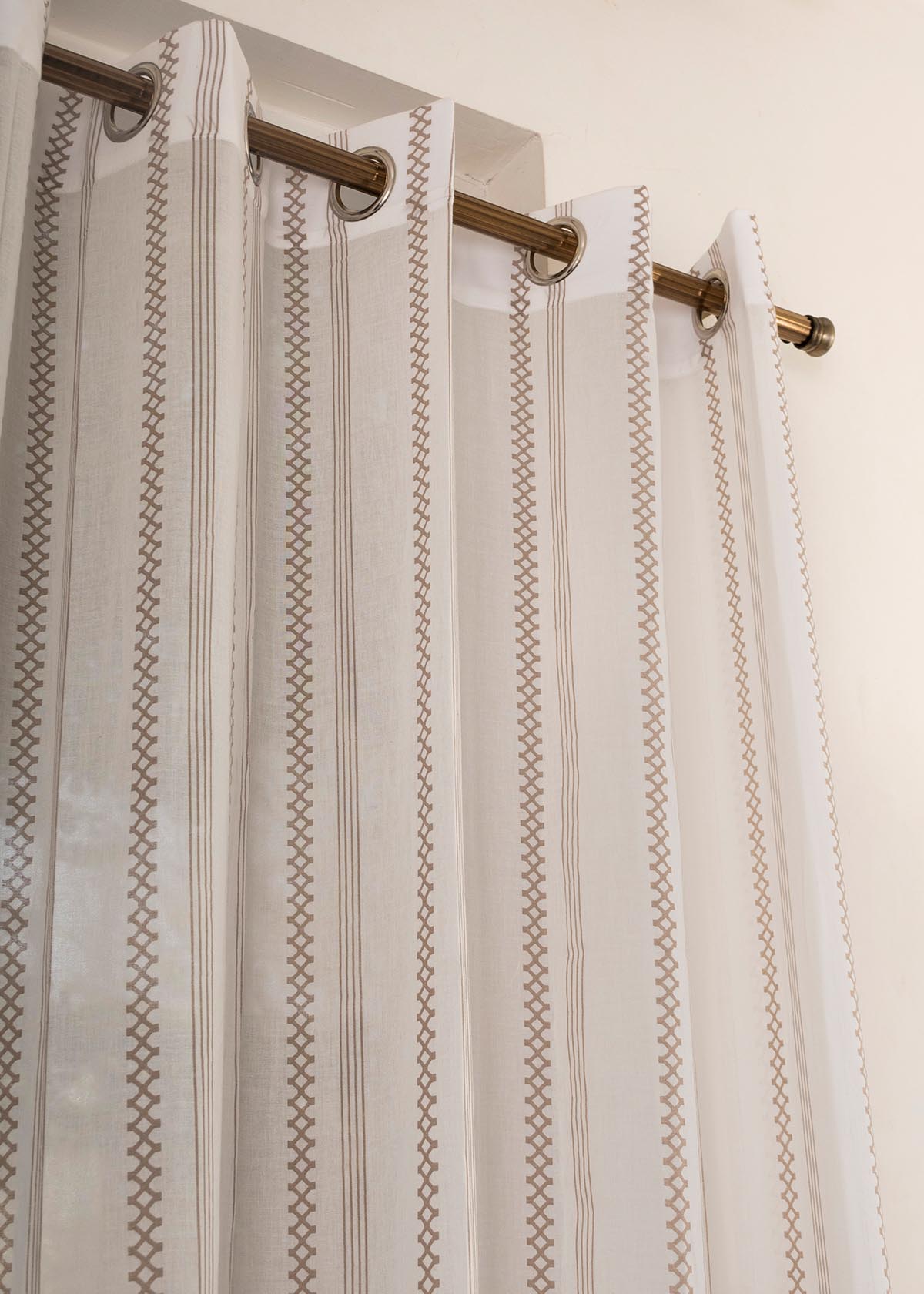 Picket Fence Printed Sheer Curtain - Walnut Grey