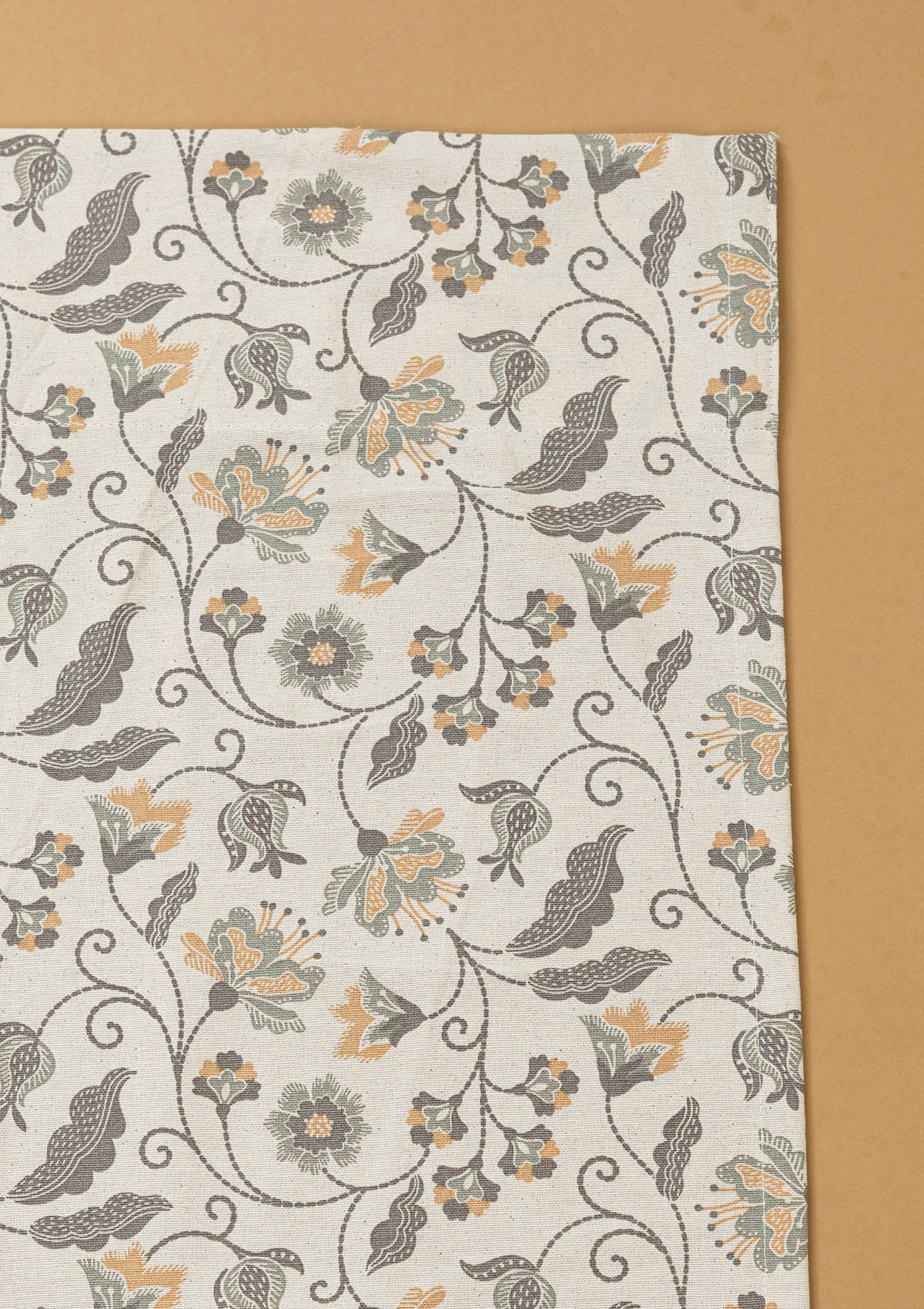 Pomera Grey Floral Printed 100% Cotton Curtain For Living Room | Light Reduction | Single Piece
