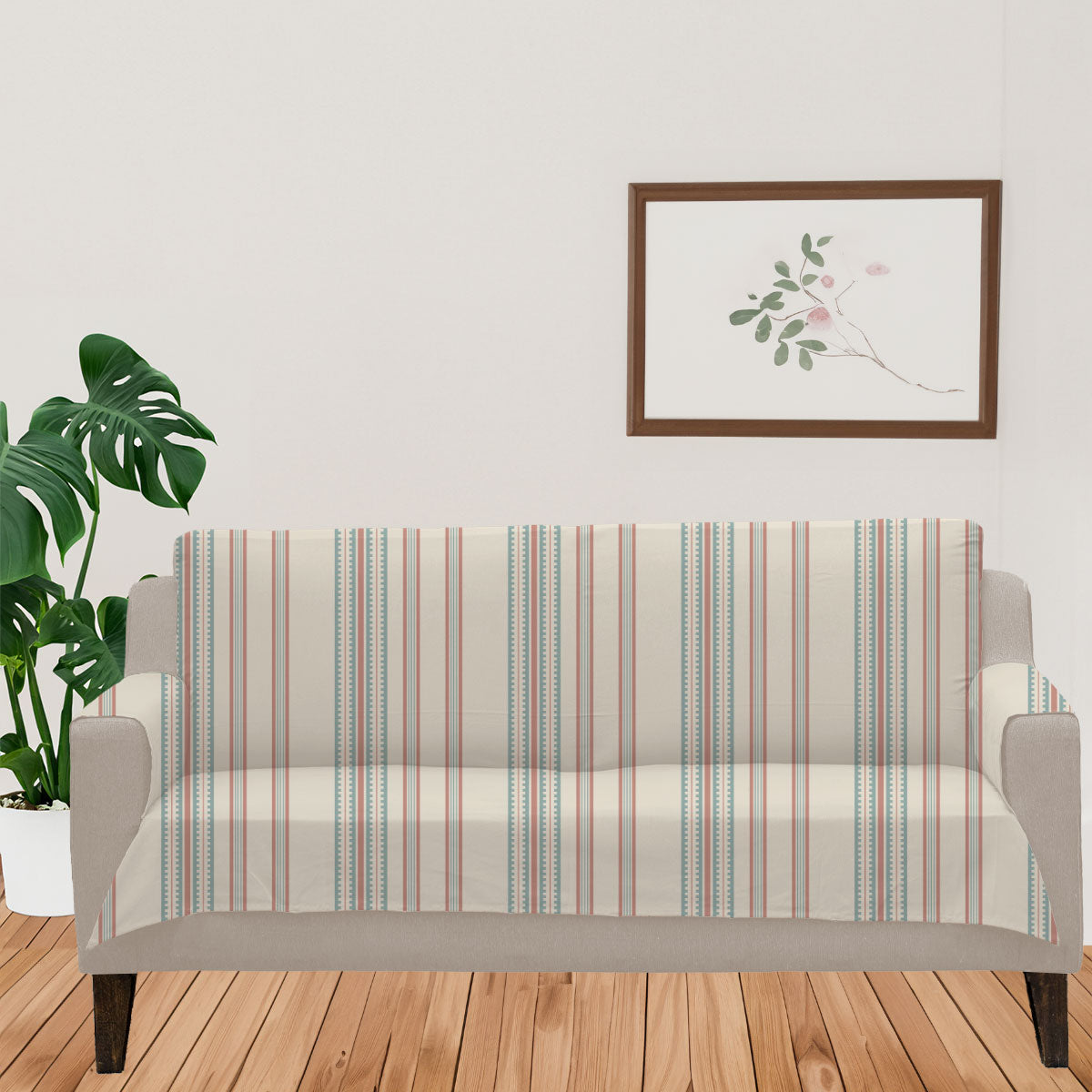 Roman Stripes 100% Cotton geometric Sofa cover - Multicolor