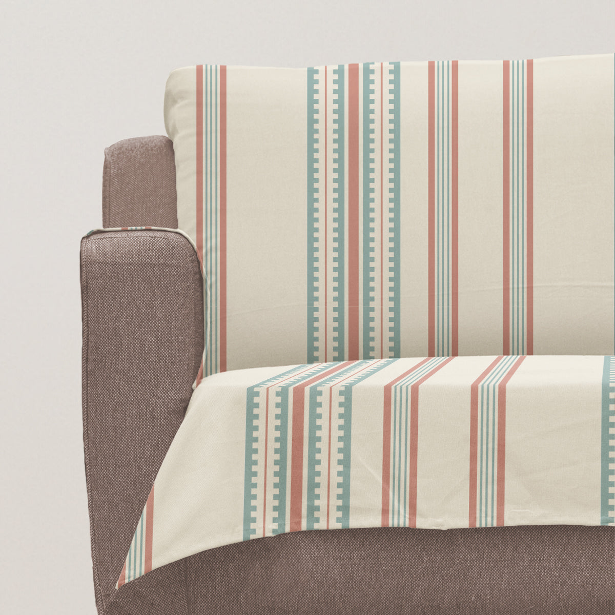 Roman Stripes 100% Cotton geometric Sofa cover - Multicolor