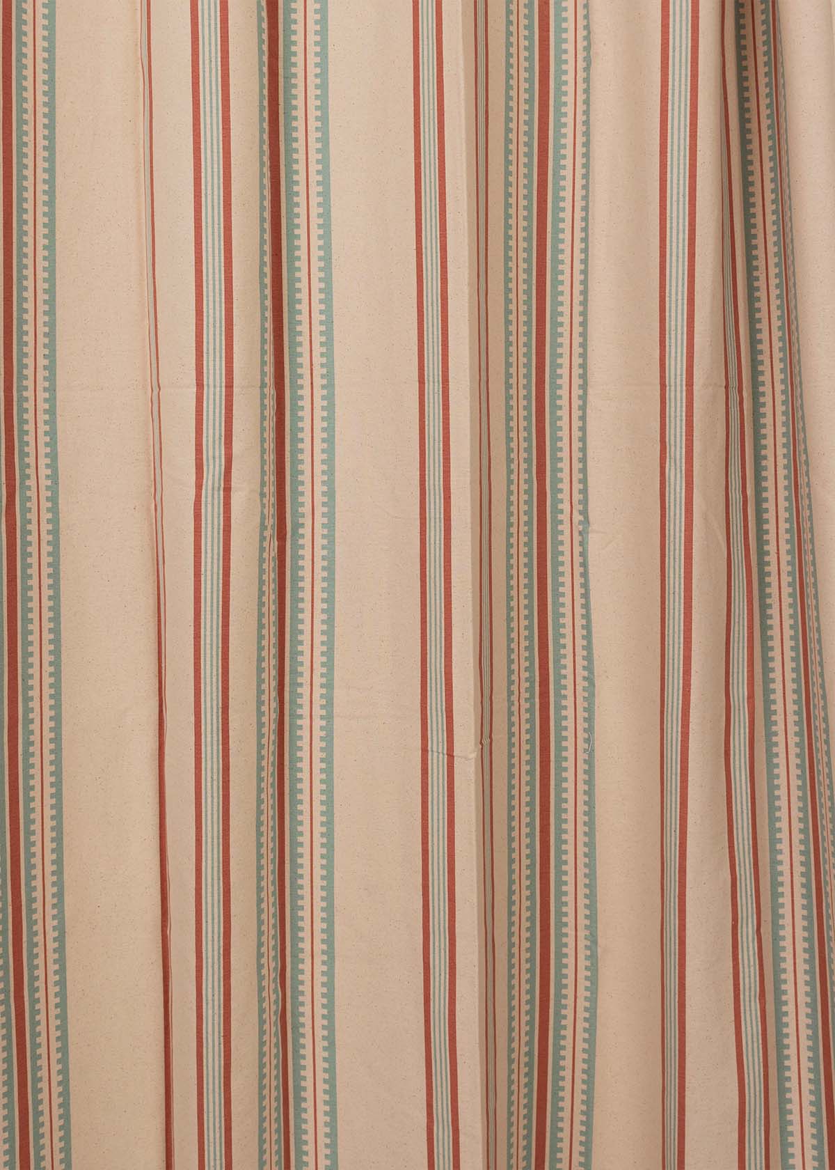 Roman Stripes Printed Cotton Curtain - Multicolor