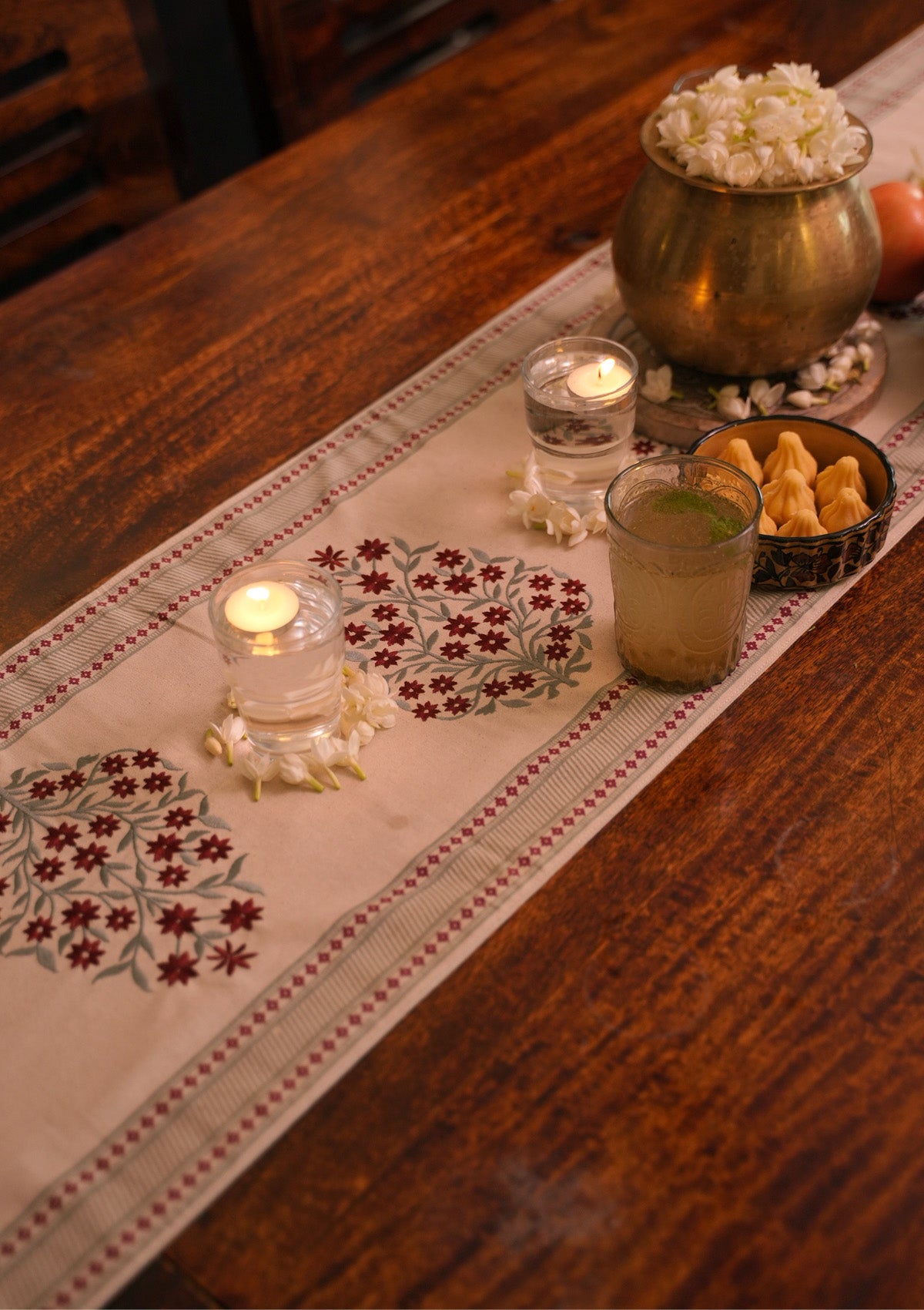 Roop Red 100% Cotton Printed Table Runner
