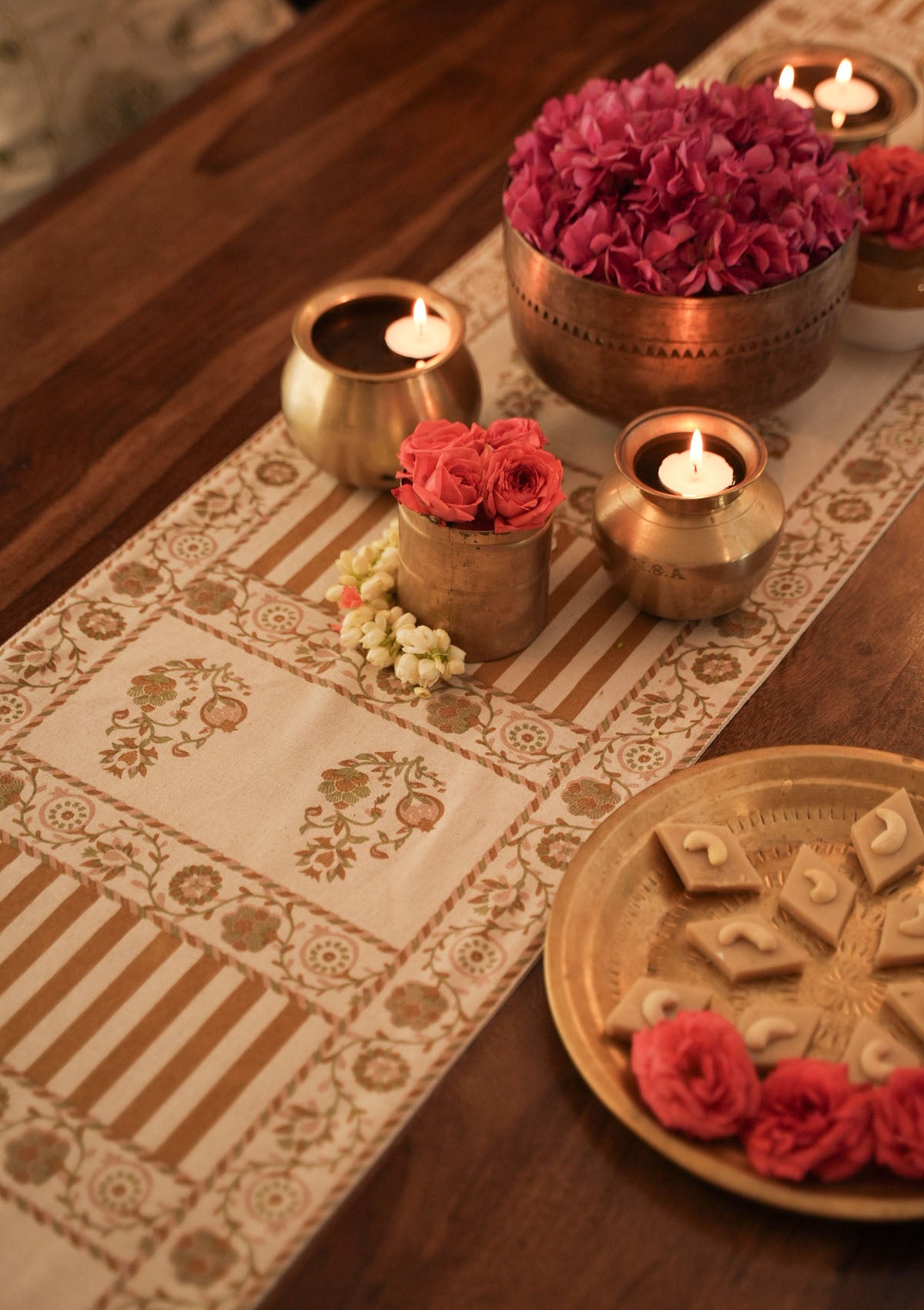 Ruman Yellow 100% Cotton Printed Table Runner