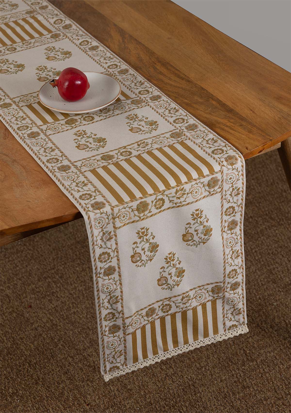 Ruman Yellow 100% Cotton Printed Table Runner