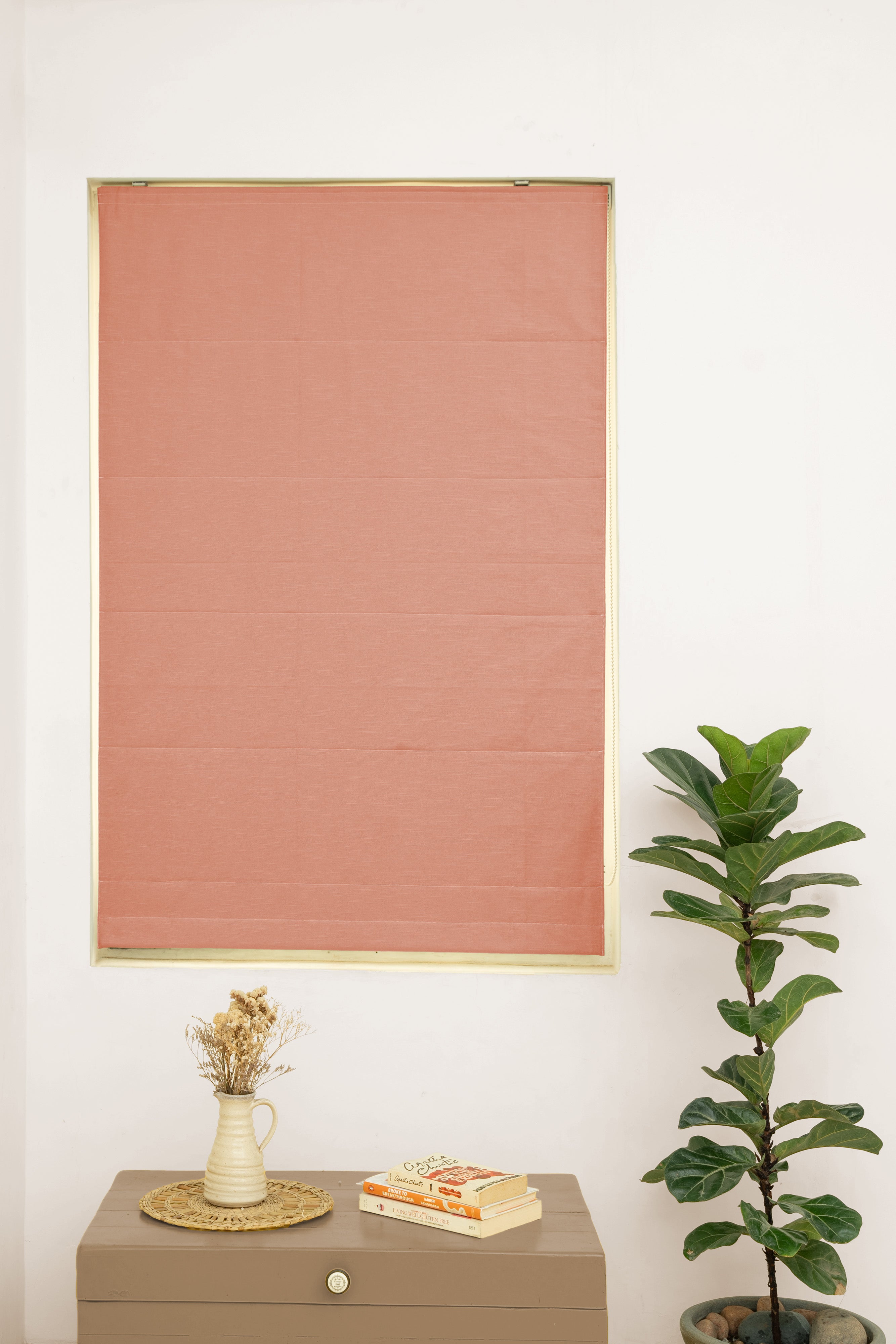 Solid Rust 100% Customizable Cotton plain blind for bedroom - Room darkening