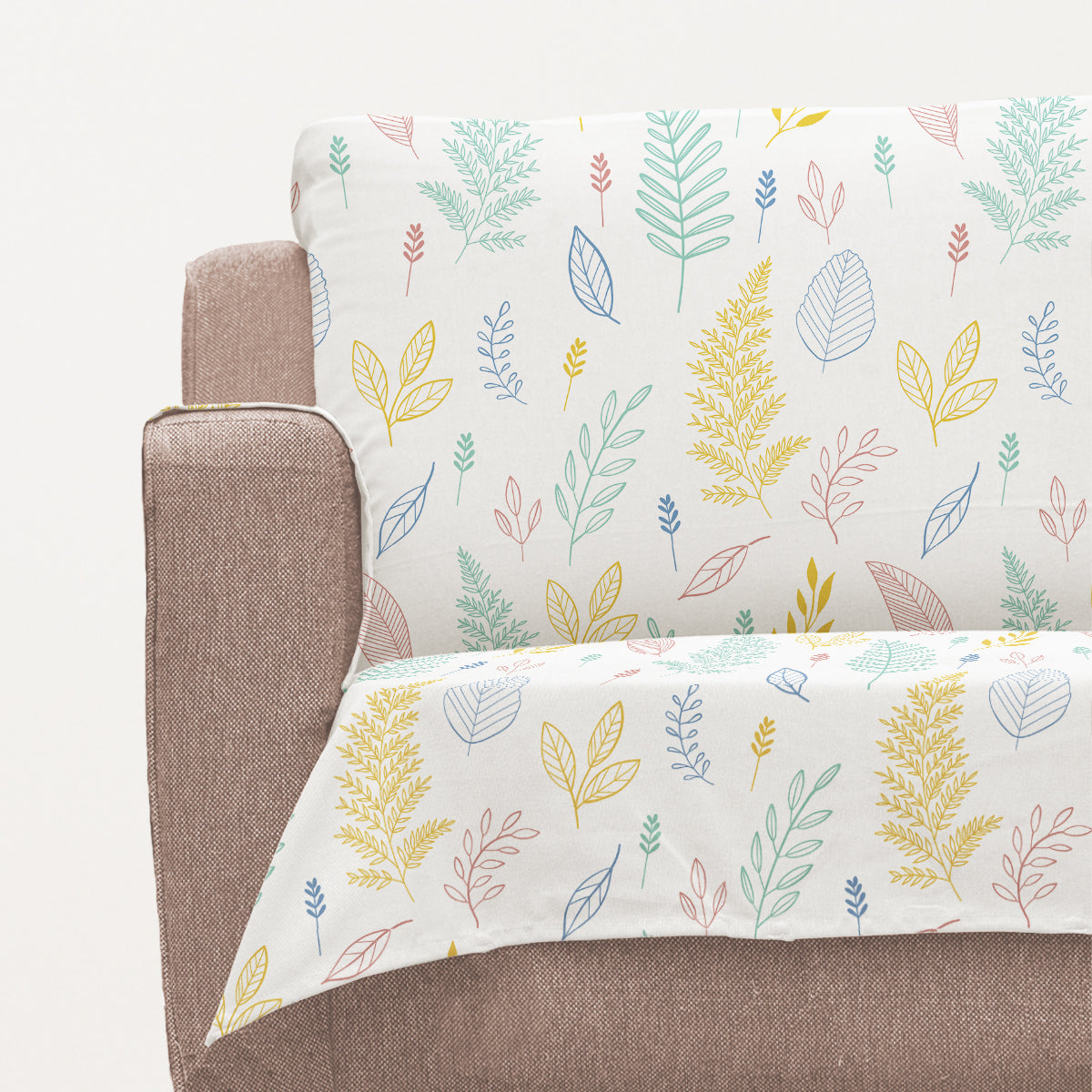 Rustling leaves 100% Cotton floral Sofa cover - Multicolor