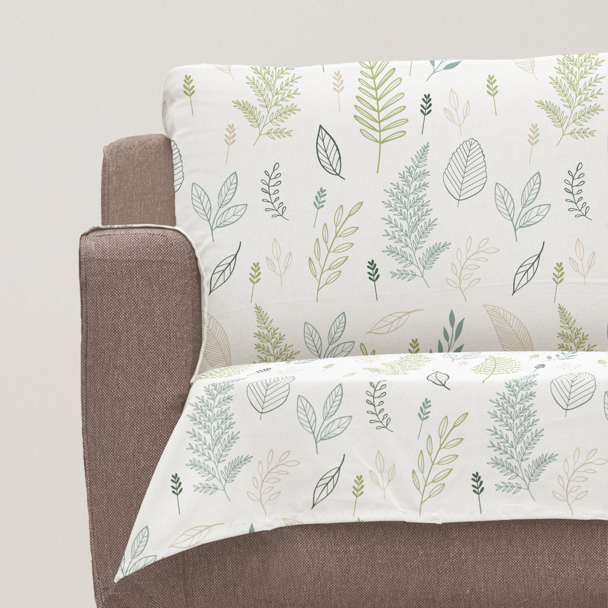 Rustling leaves 100% Cotton floral Sofa cover - Green