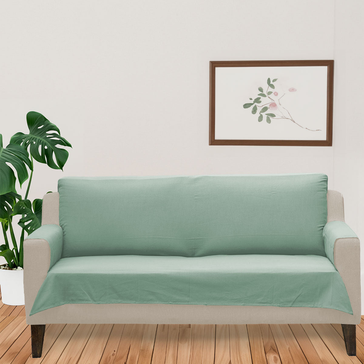 Solid Sage green 100% Cotton plain Sofa cover
