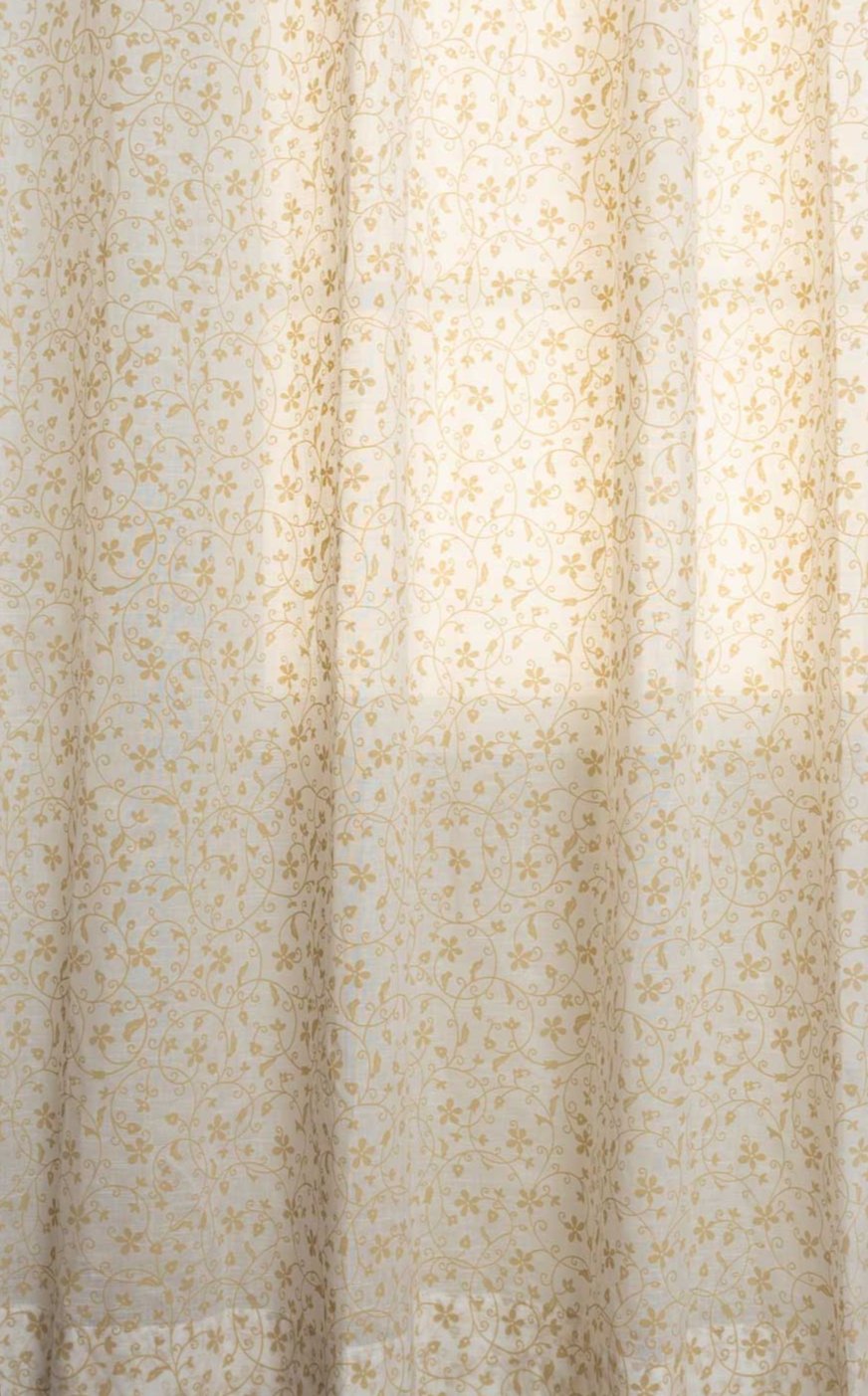 Sandalwood floral 100% cotton sheer Fabric for living room - Light filtering - Ivory