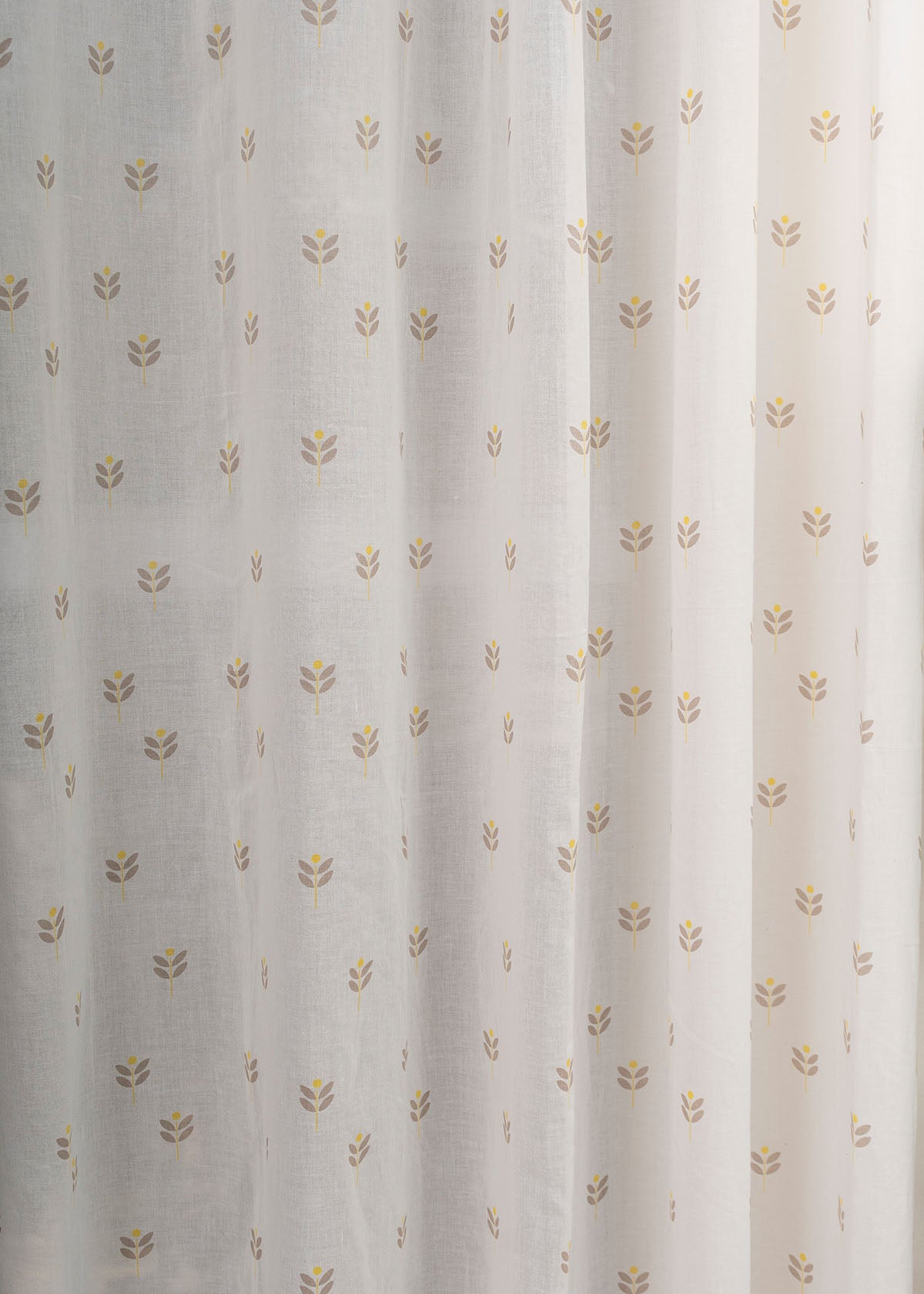 Sapling Printed Sheer Curtain - Yellow