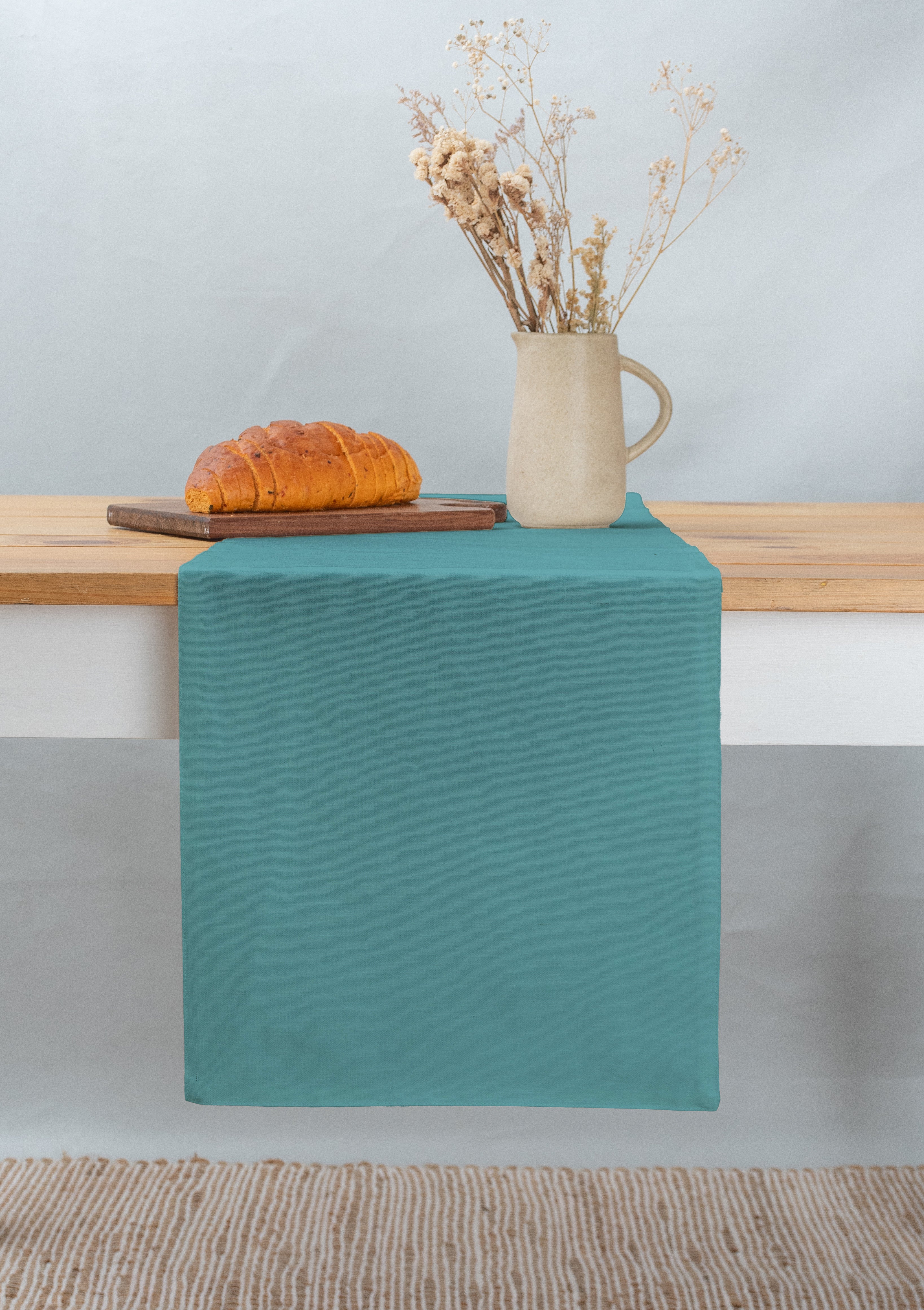 Solid 100% cotton customisable table Runner for dining - Aqua blue