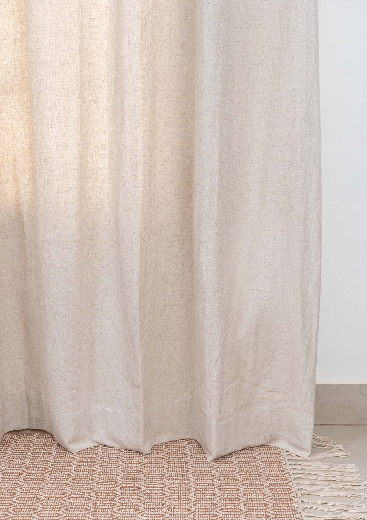 Solid Beige Linen Textured Light Reduction & Ivy Vines Cream Sheer Embroidered Minimal Light Filtering | 100% Cotton for Living Room & Bedroom | Beige & Cream | Combo Curtains | Pack of 4