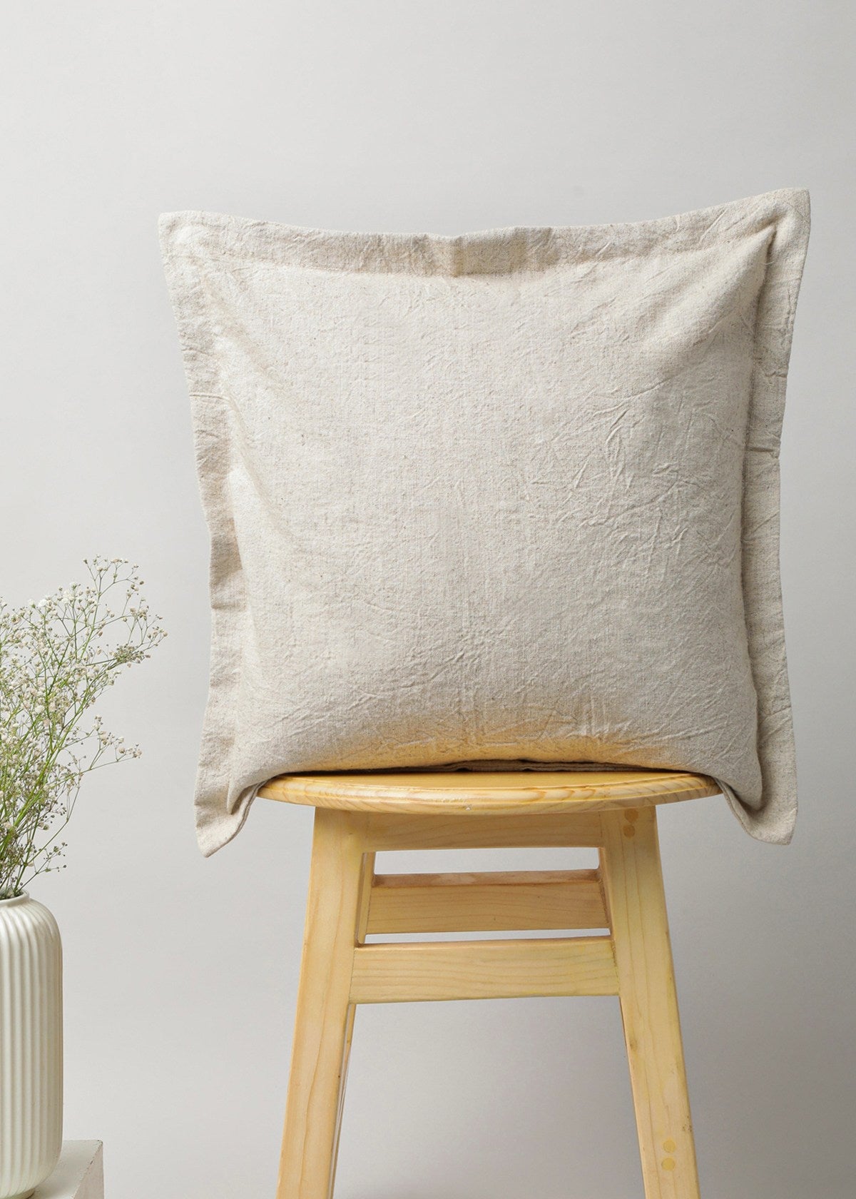 Solid linen customizable minimal design cushion cover for sofa - Beige