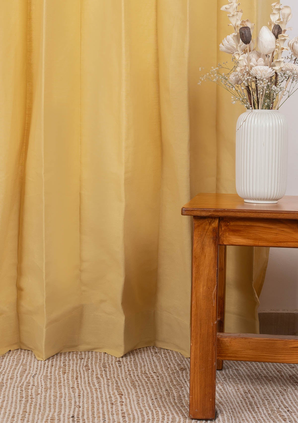 Solid Dusky Yellow solid 100% cotton curtain for Living room and bedroom - Room darkening - Single Piece