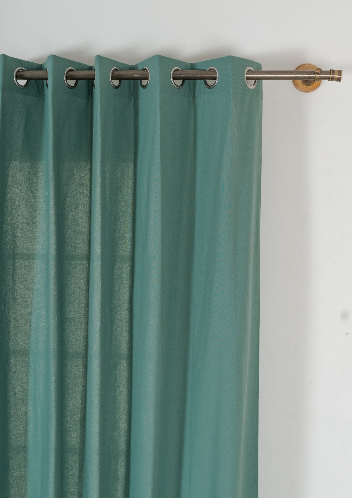 Solid aqua blue 100% cotton plain curtain for bedroom - Room darkening - Single Piece