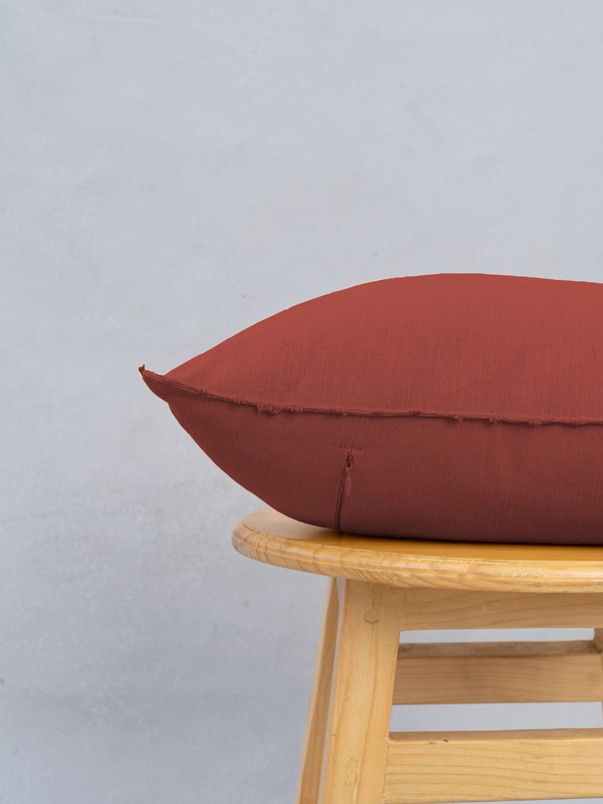 Solid 100% cotton customisable cushion cover for sofa - Brick red