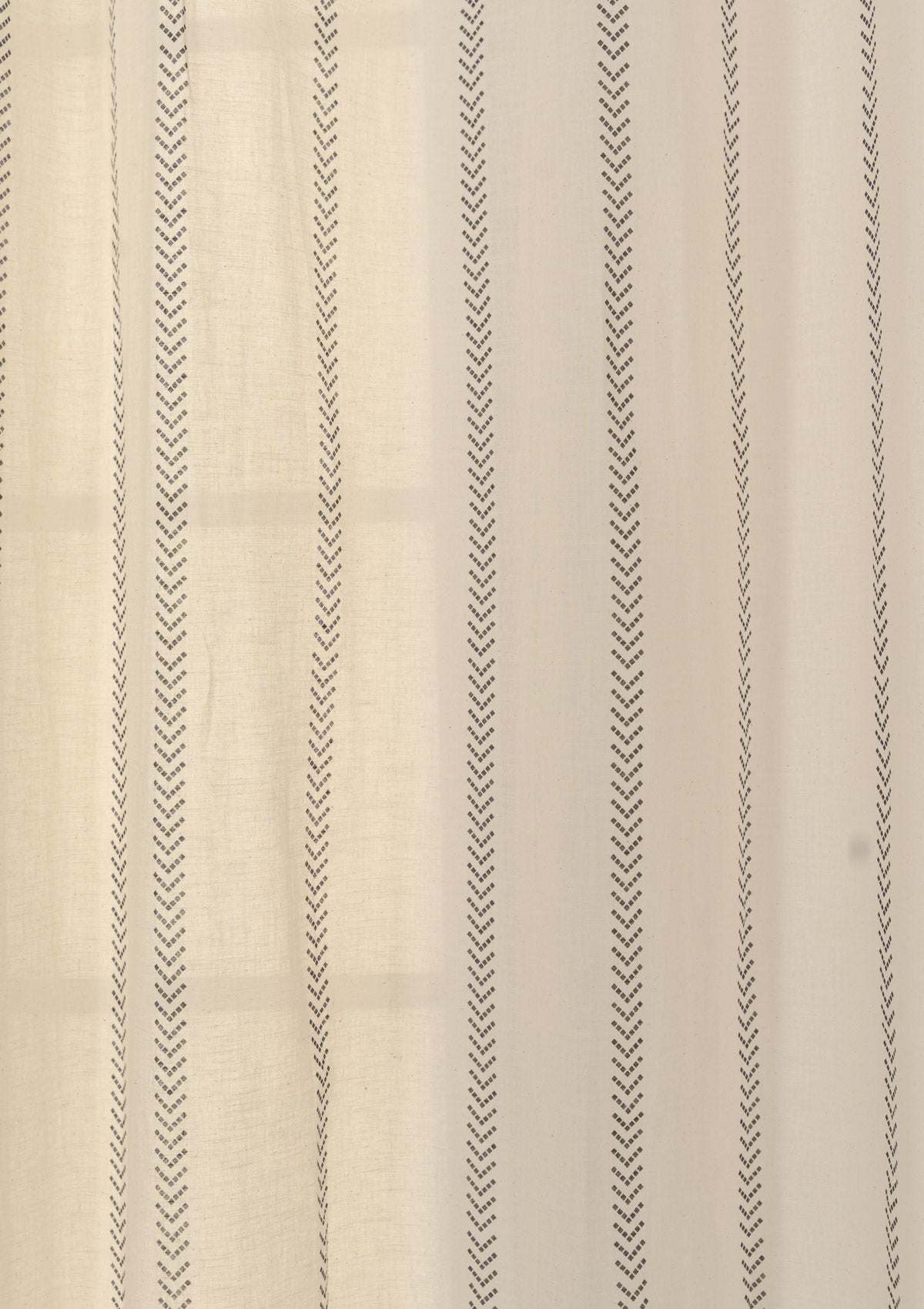 Spear 100% cotton geometric sheer curtain for living room - Light filtering - Black - Single - Single Piece