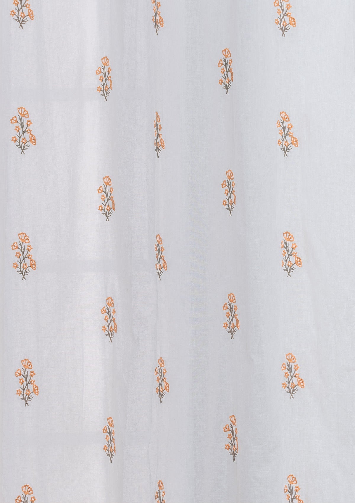 Spring 100% cotton embroidered floral sheer customisable curtain for living room - Light filtering - Orange