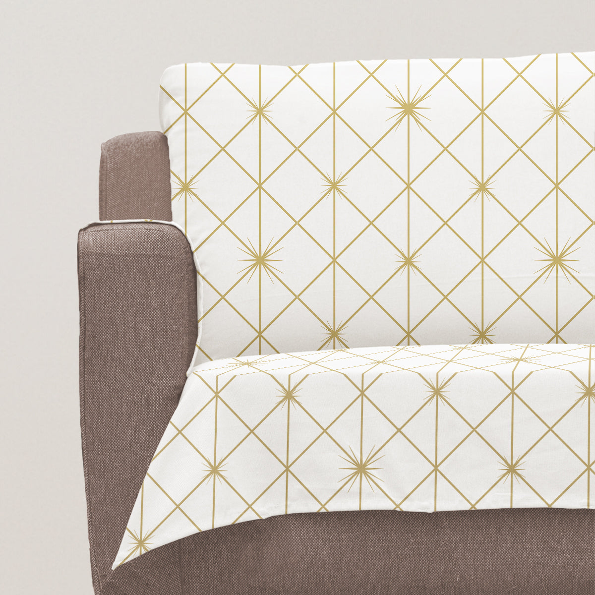 Stardust Printed 100% Cotton floral Sofa cover - White