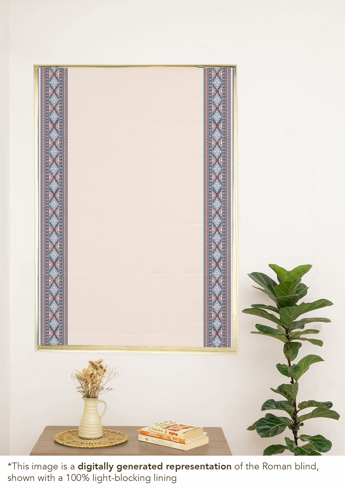 Tara Cream 100% Cotton with Trim Customizable blind for livingroom & Bedrooms - Light Reduction - Cream