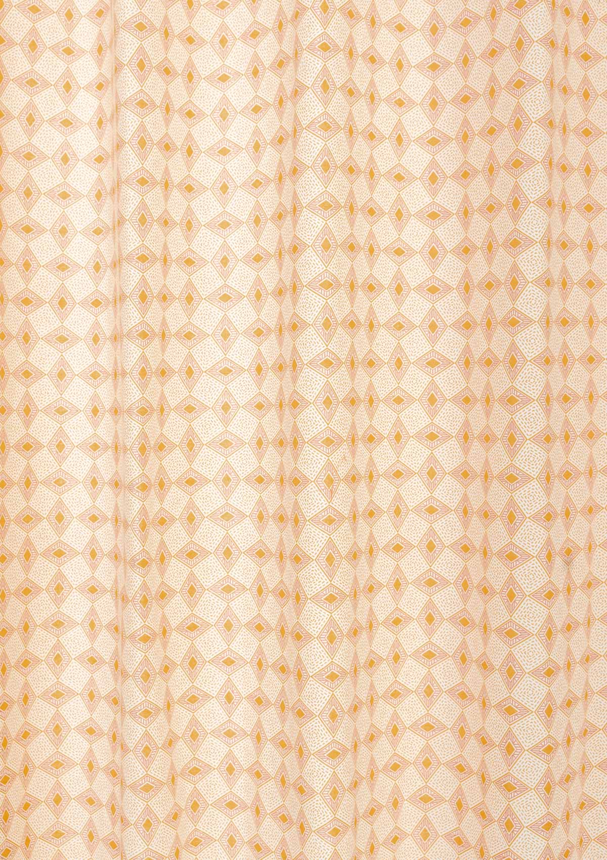 Terrazo 100% cotton geometric curtain for living room - Light Reduction - Mustard - Single - Single Piece
