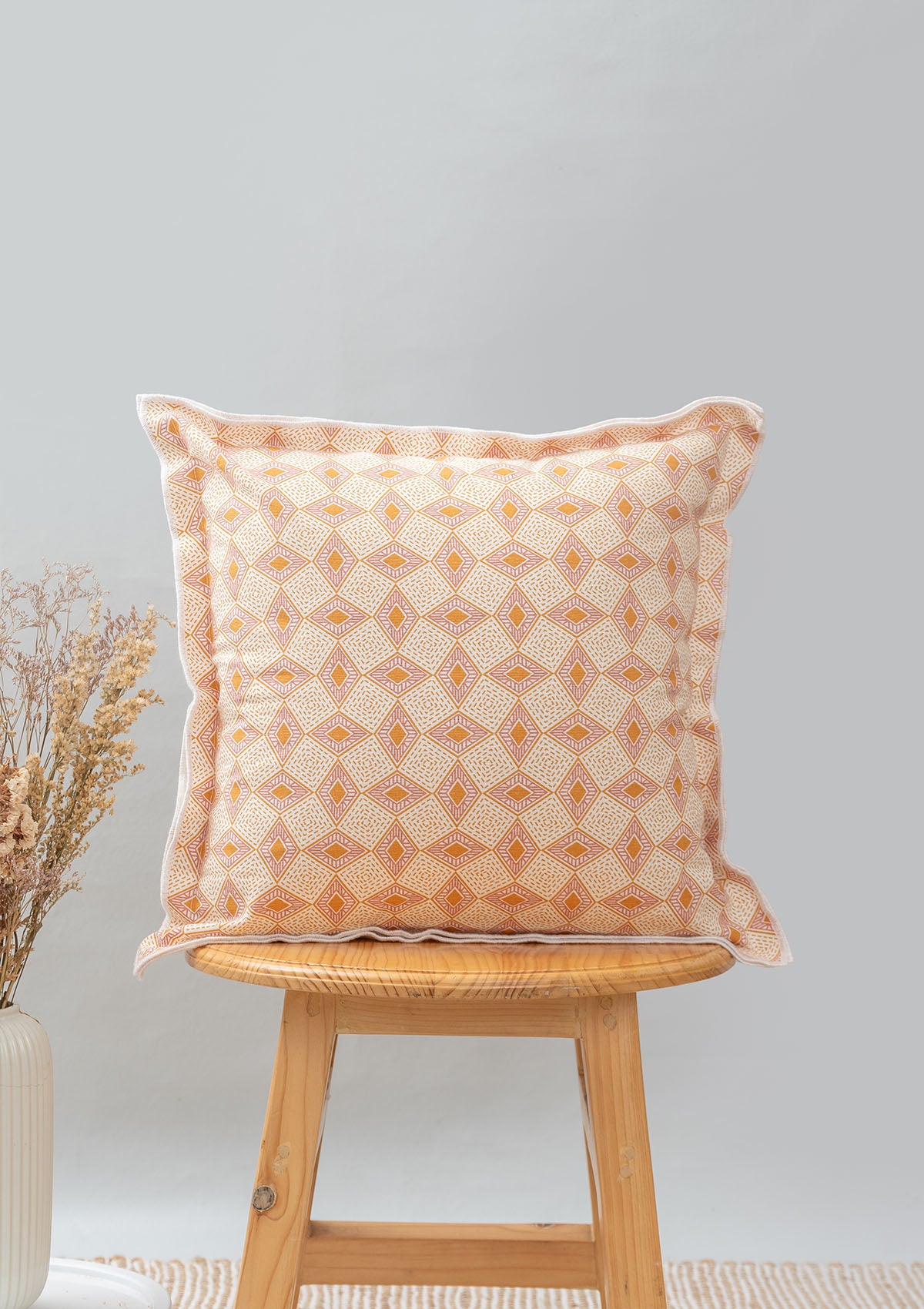 Forest bloom 100% cotton floral cushion cover combo set for sofa- Orange and Mustard
