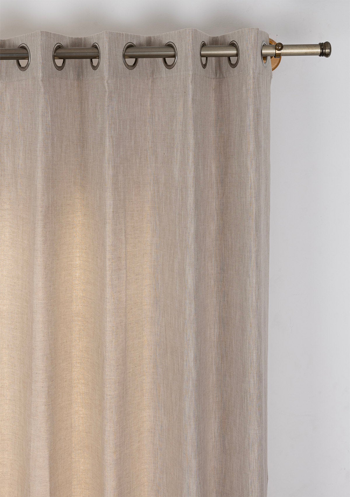 Toffee Brown Textured 100% Cotton Curtain For Living Room | Light Filtering | Single Piece