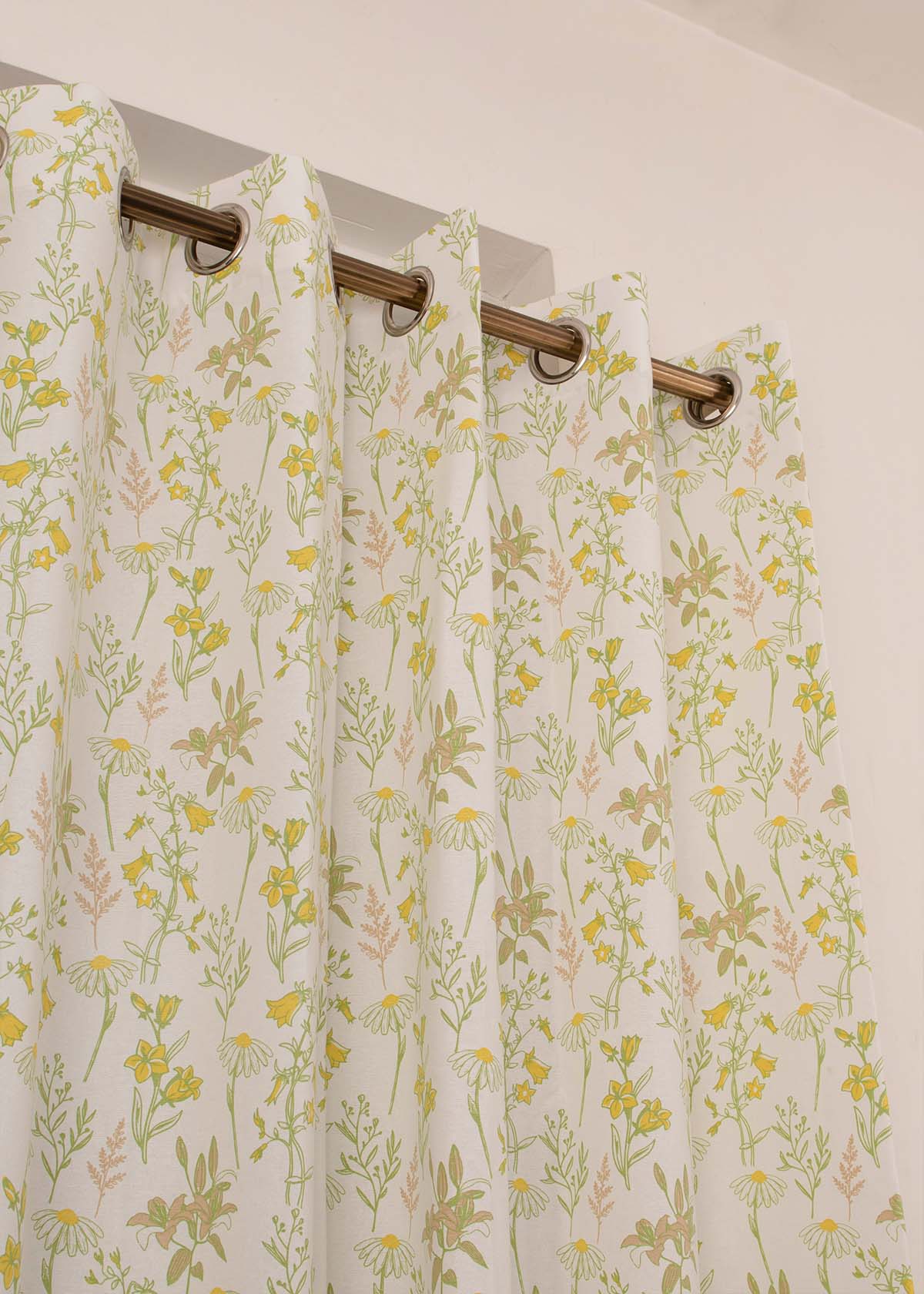 Tulip Garden Printed Cotton Curtain - Multicolor