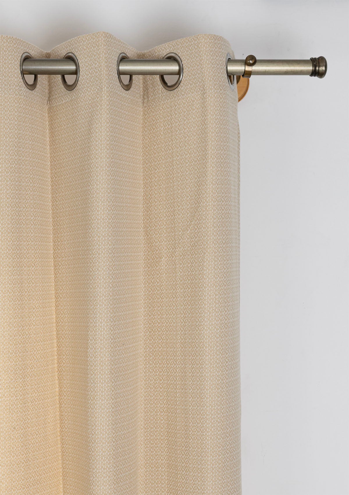 Vanilla Beige Solid Textured 100% Cotton Curtain For Living Room | Room Darkening | Single Piece