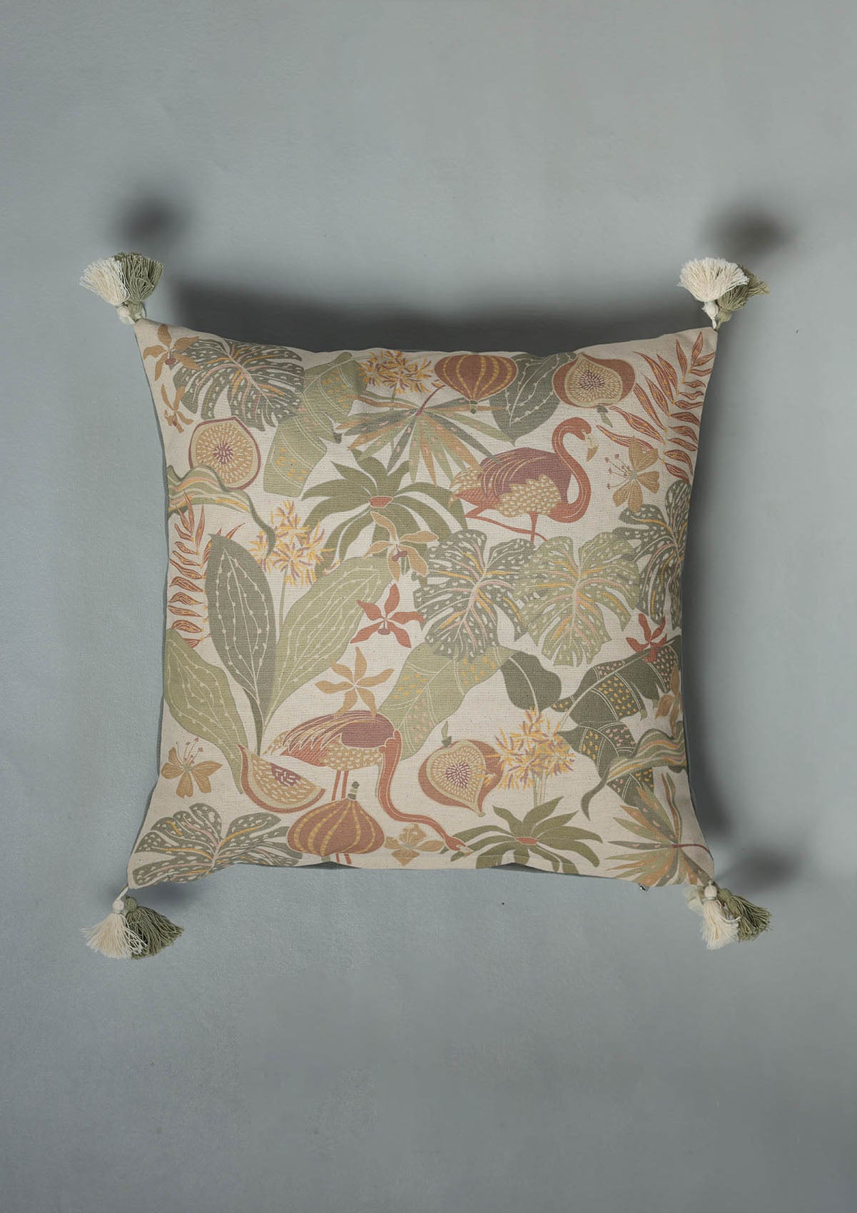 Vera Multicolor Tropical Printed 100% Cotton Cushion Cover For Sofa