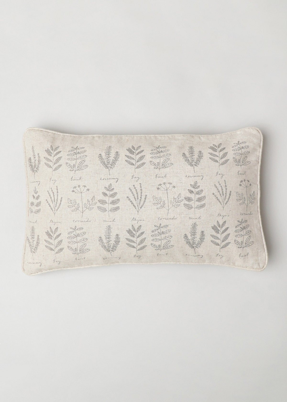 Vintage Herbs Linen 12" X 20", Ferns 16" , Linen Solid 16" Set Of 3 Combo Cotton Cushion Cover - Green And Beige