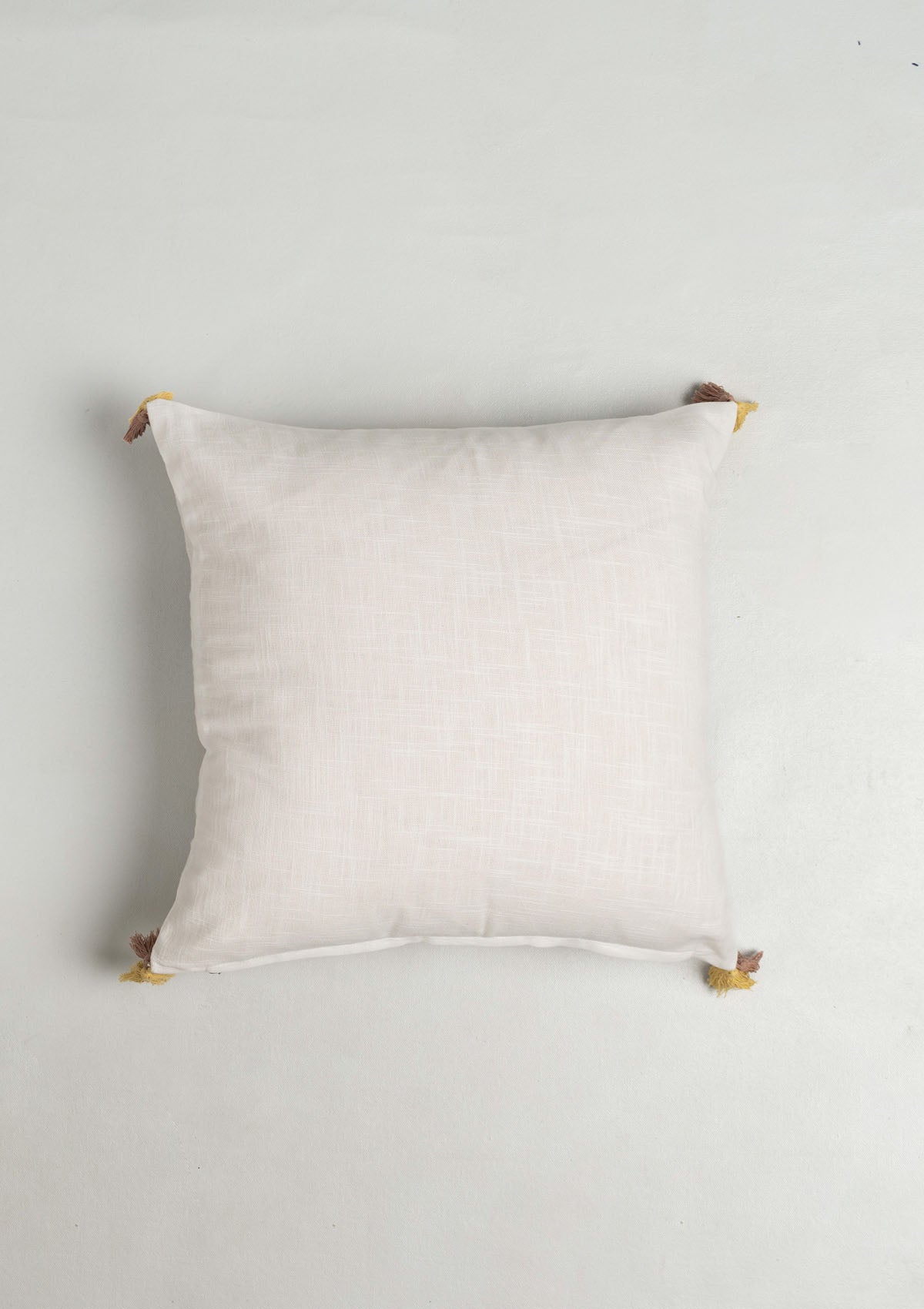 Waltz Printed Floral Pattern 100% Cotton Cushion Cover for Sofa with Tassels - Multicolor