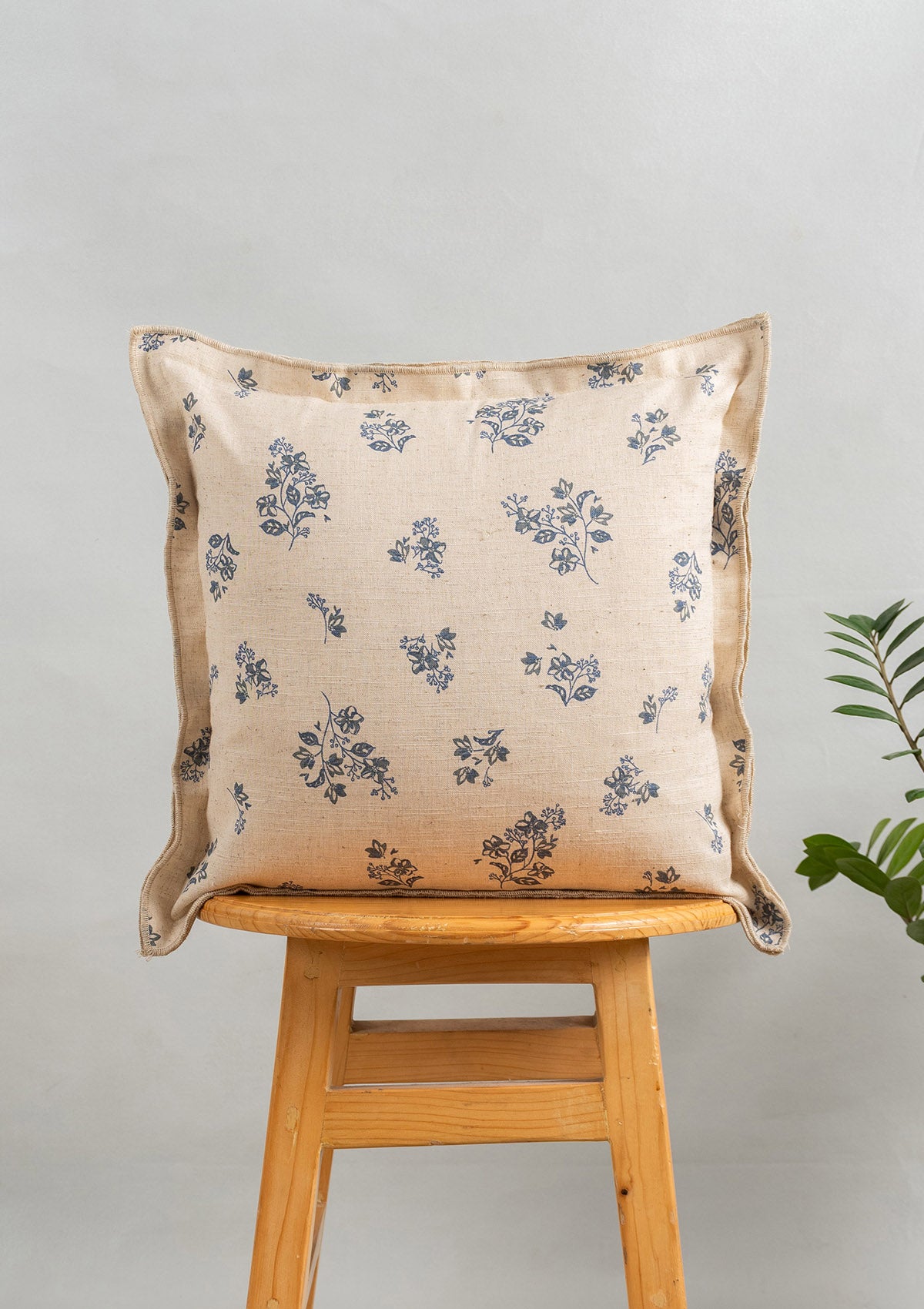Prism Geometric Crochet & Whisper Flower Motif Linen Cushion Covers for Sofa - Blue Pack of 2