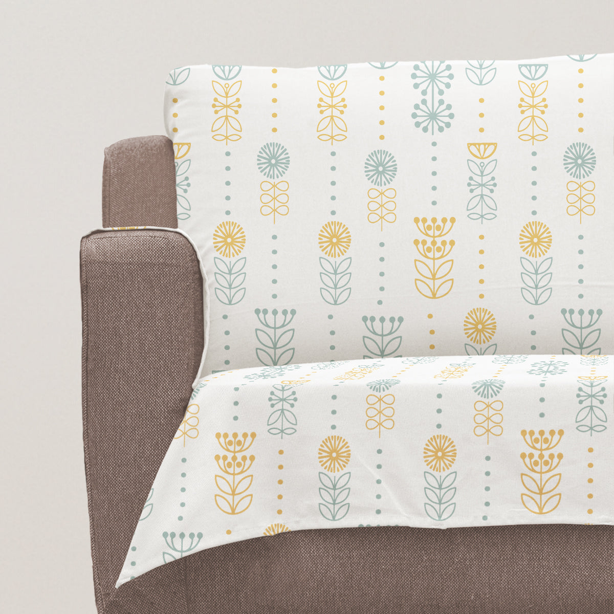 Wild Bouquet 100% Cotton floral Sofa cover - Yellow
