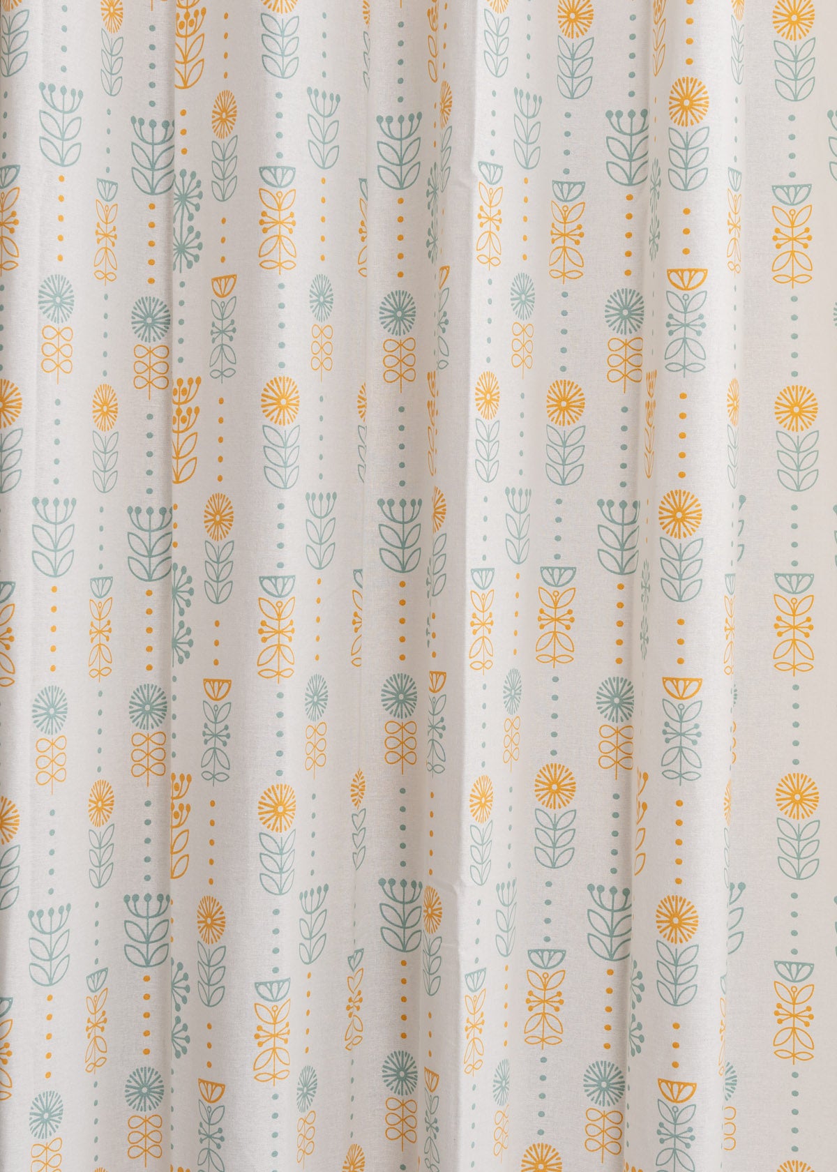 Wild Bouquet Printed Cotton Curtain - Yellow