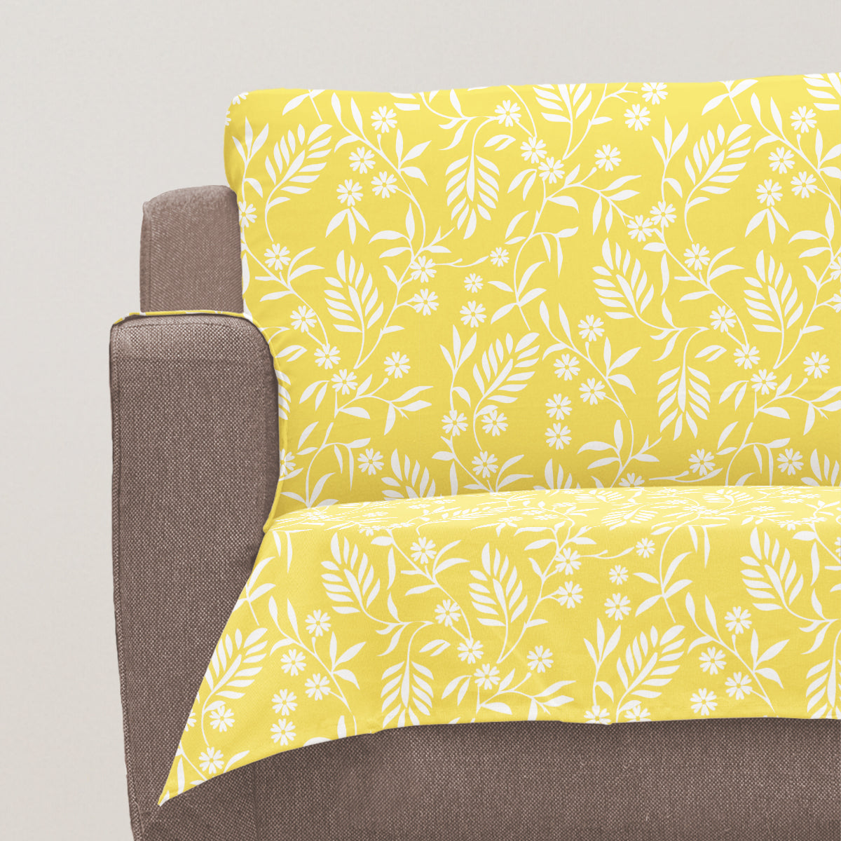 Yellow Daisy 100% Cotton floral Sofa cover - Yellow