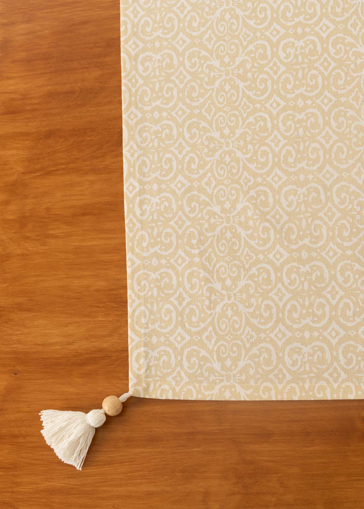 Antique Printed Cotton Table Cloth - Cream