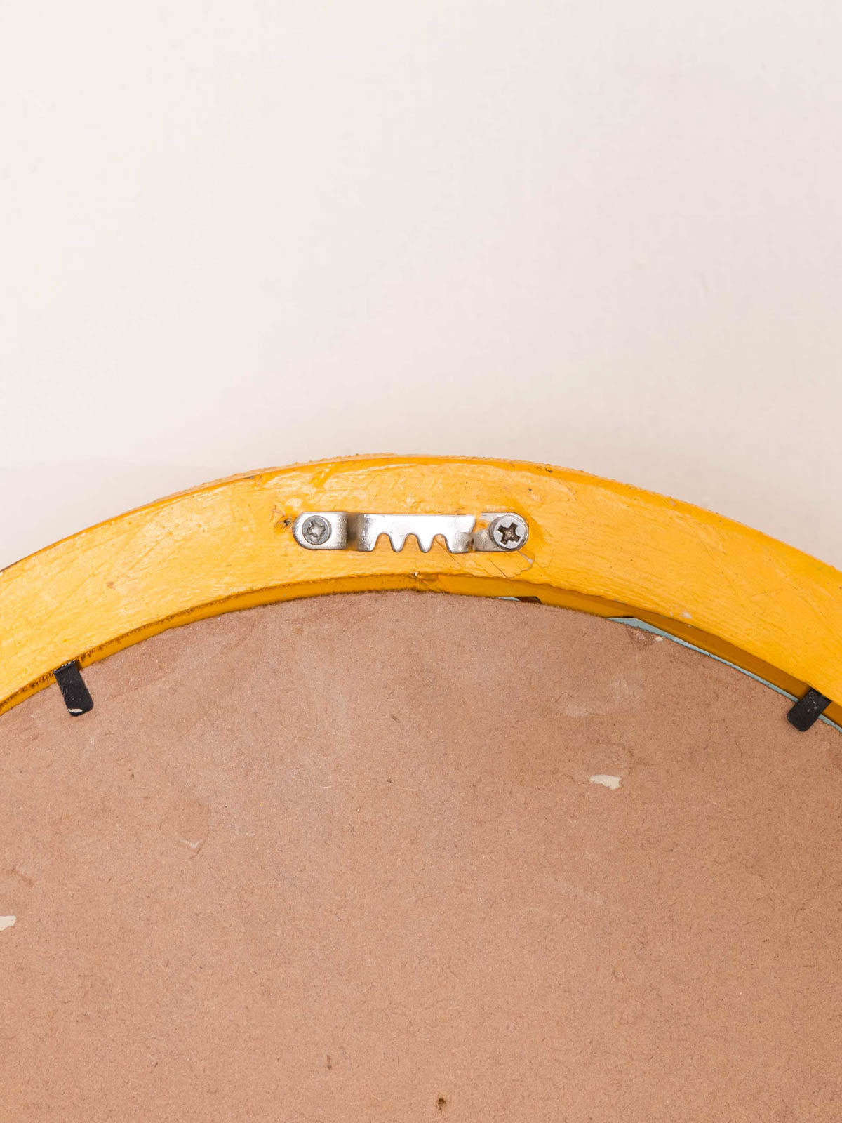 Arched Vintage Window Mirror With Basket Small - Yellow