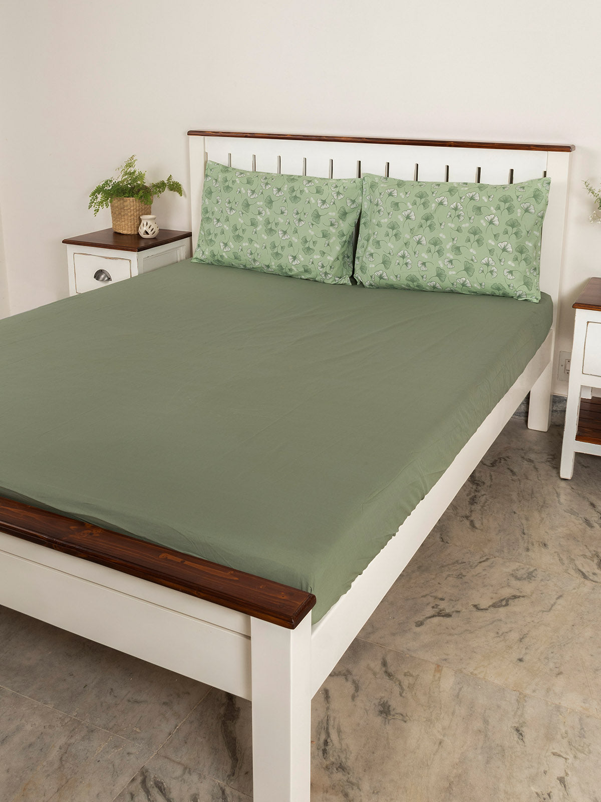 Solid Cotton Flat Sheet - Basil Green