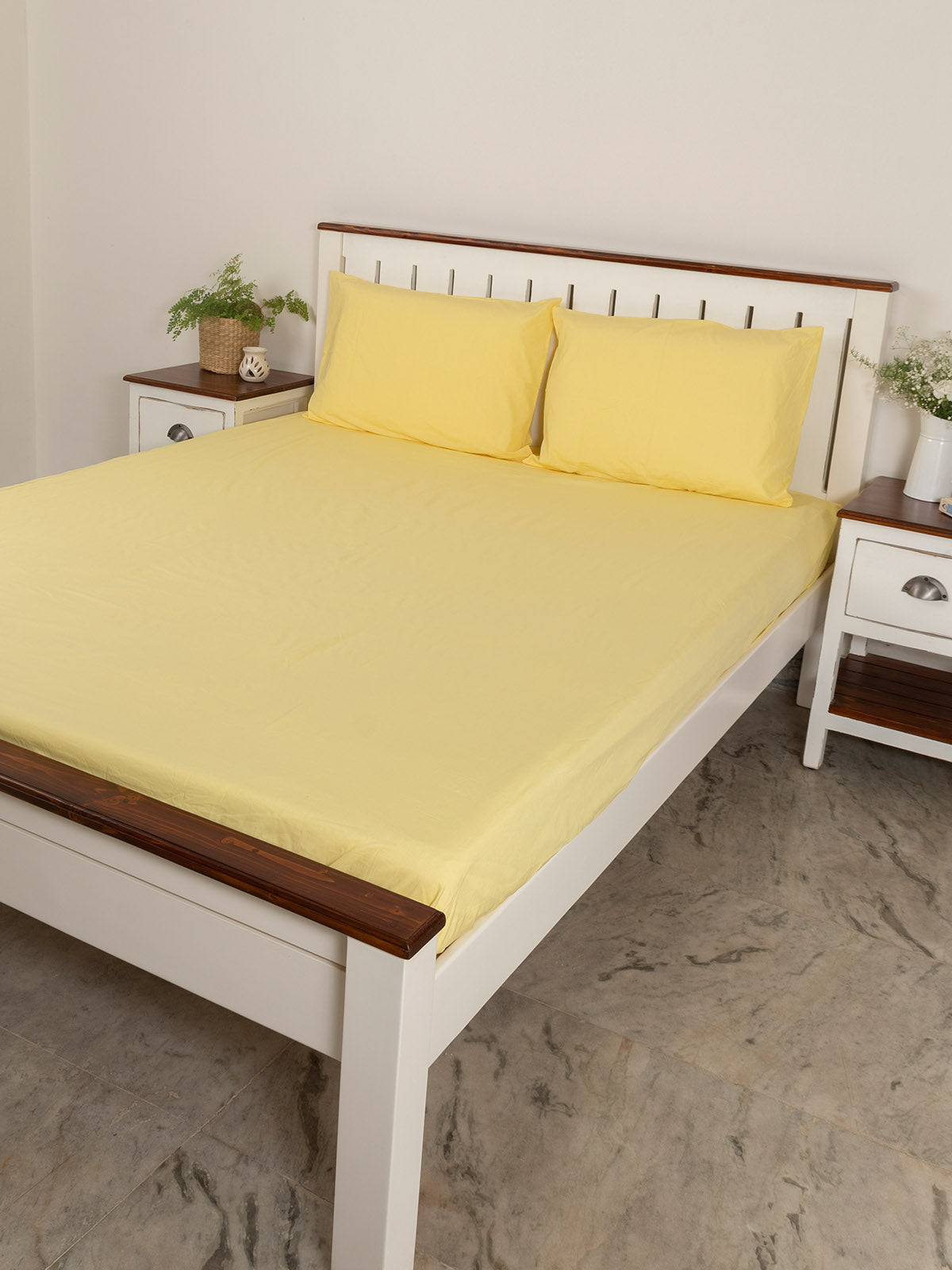 Solid Cotton Fitted Sheet - Buttercream