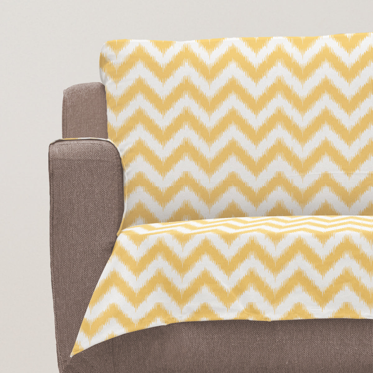 Ikat Chevron 100% Cotton geometric Sofa cover - Yellow