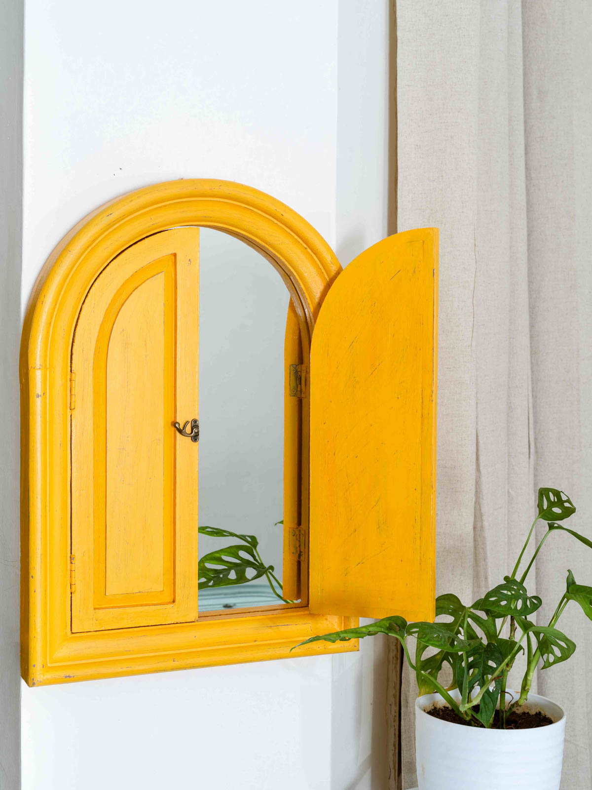 Classic Arched Window Mirror - Yellow