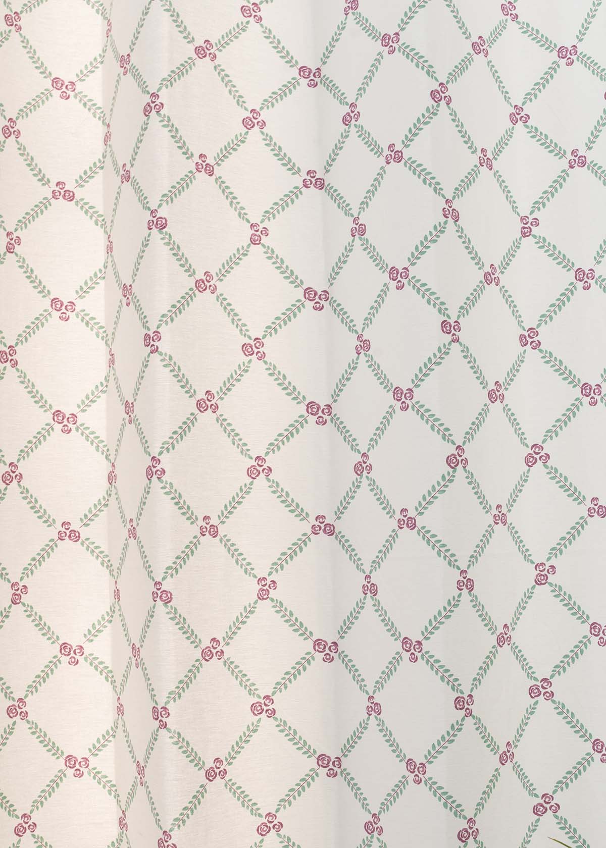 Climbing Roses Printed Cotton Curtain - Lavender