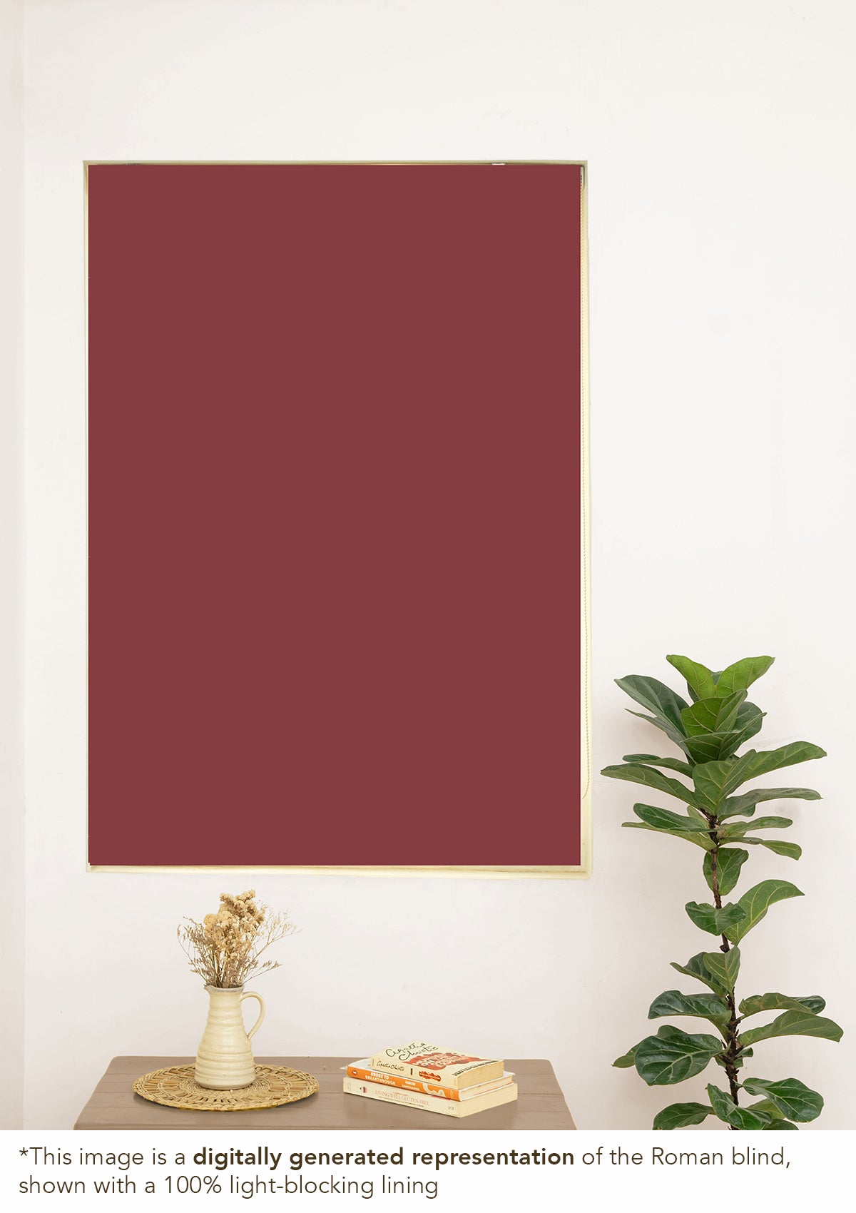 Crimson Red 100% Cotton Plain Customizable blind for livingroom & Bedrooms-Room Darkening